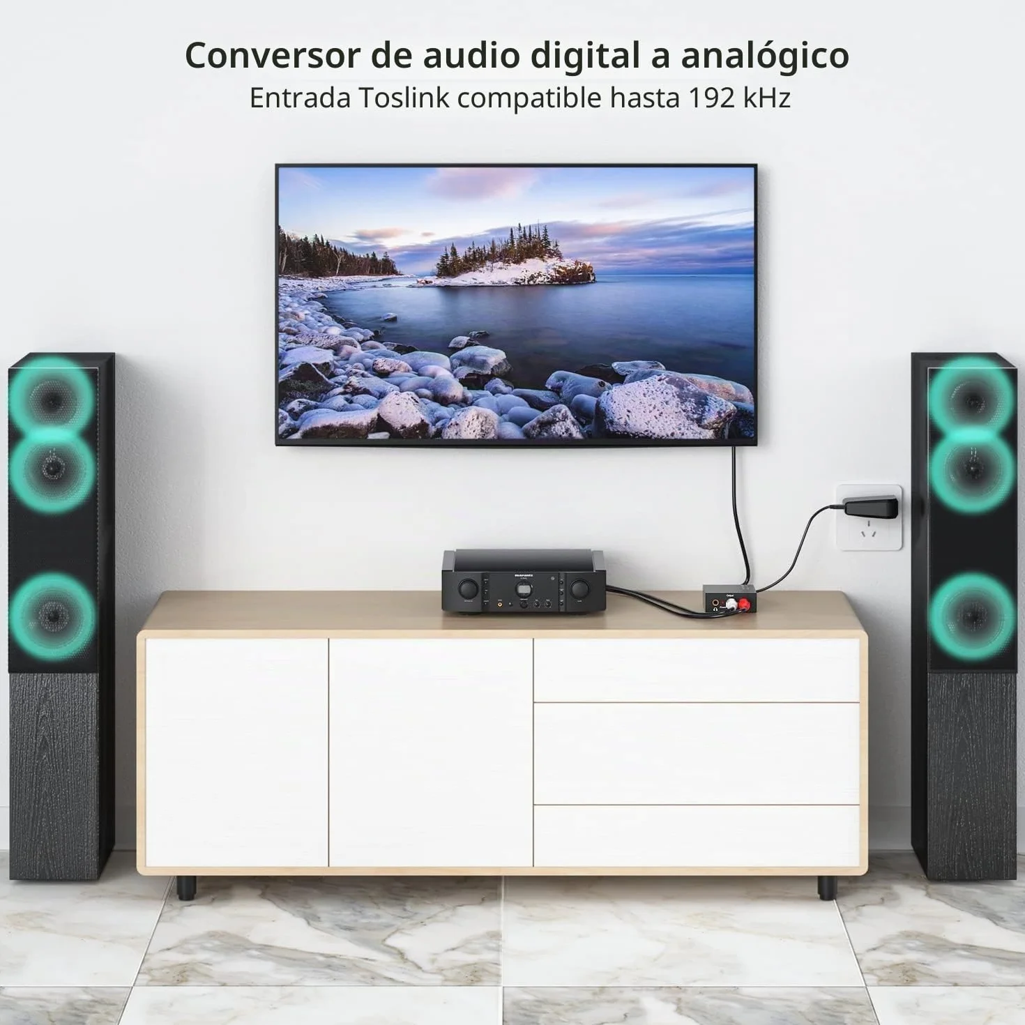 DAC Audio 192KHz Adaptador SPDIF Jack Convertidor óptico RCA digital analógico estéreo Toslink 3,5 mm