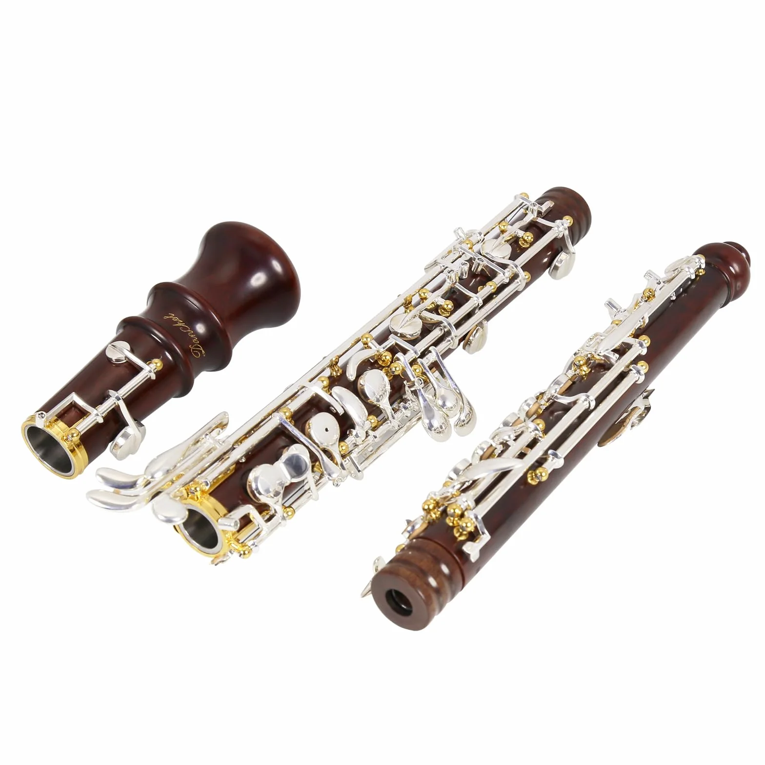 Oboe Professional – Clase de rendimiento con cuerpo de madera roja, mecanismo semiautomático dorado, tono C, incluye silbato, paño de limpieza, cepillo para oboe, papel en polvo, papel absorbente,