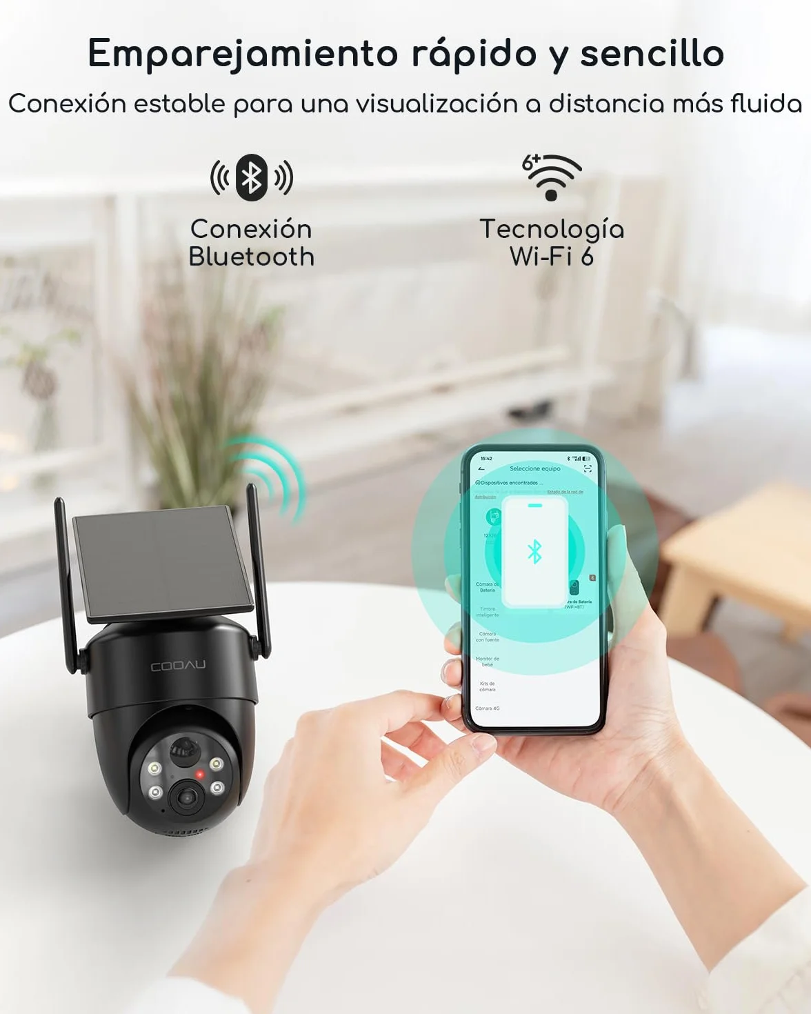 COOAU 2K Camara Vigilancia WiFi Exterior Solar,Carga en Días Nublados,Fácil Instalación,Camaras vigilancia Domicilio WiFi con 360° PTZ,Visión Nocturna en Color,Audio Bidireccional,Alarma PIR,IP66