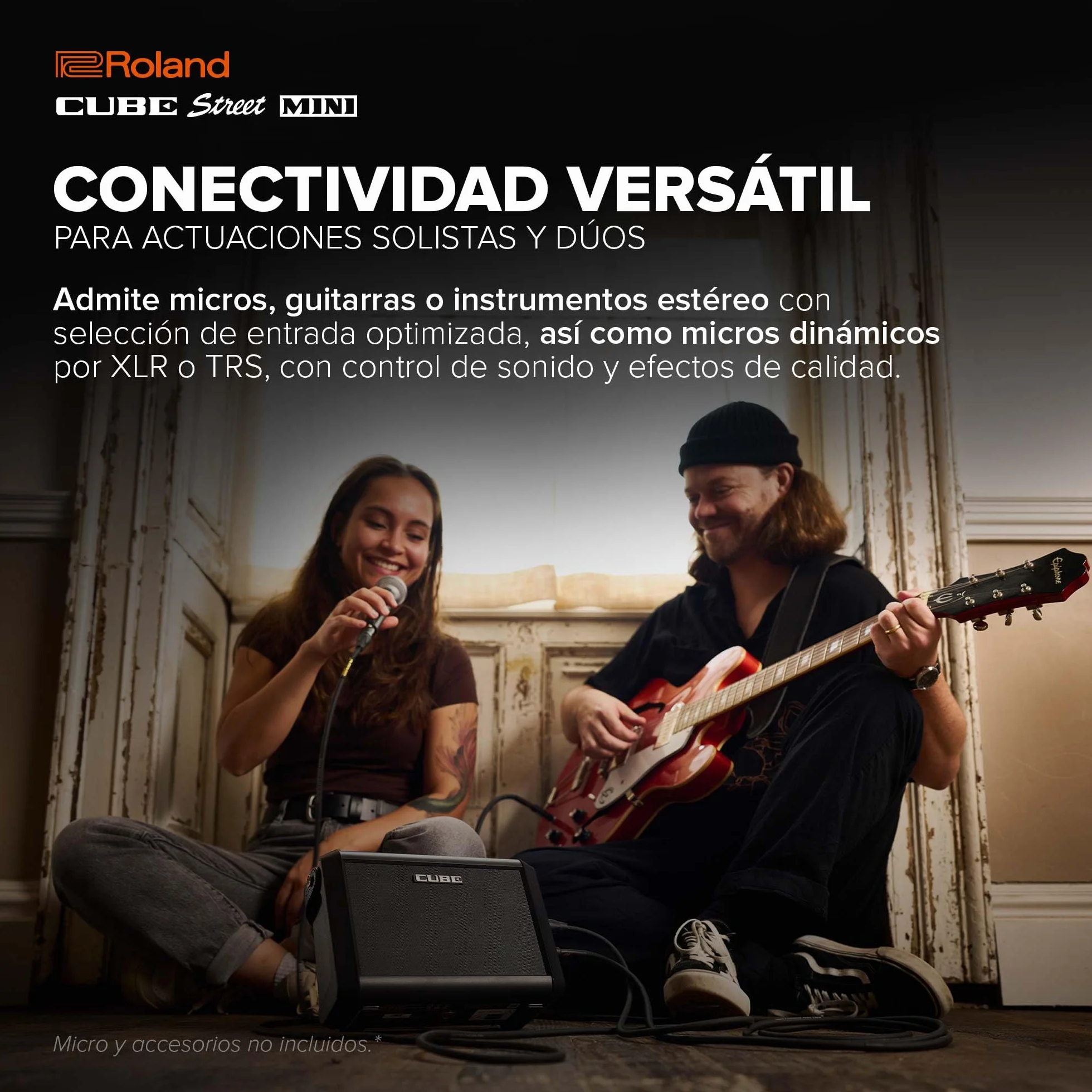 Roland Cube Street Mini | Amplificador ultracompacto | Sonido excepcional | Ideal para pequeños Eventos | Admite micros, Instrumentos y más | hasta 7 Horas de autonomía | Efectos Integrados