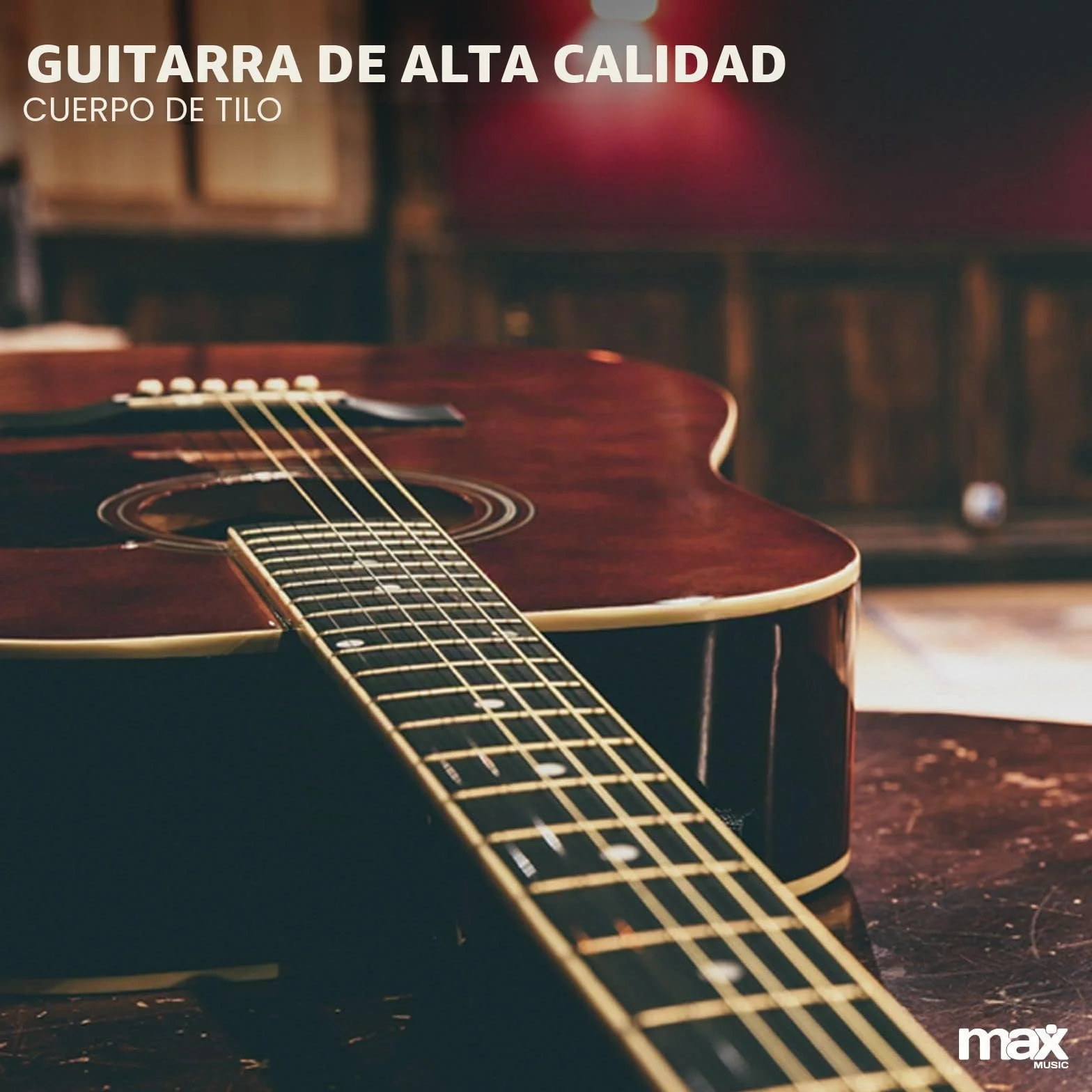 MAX SoloJam Guitarra Acústica Madera Oscura – Pack de Iniciación con Funda, Afinador, Correa, Púas y Cuerdas de Repuesto. Kit Completo para Aprender, Practicar o Regalar a Músicos Principiantes