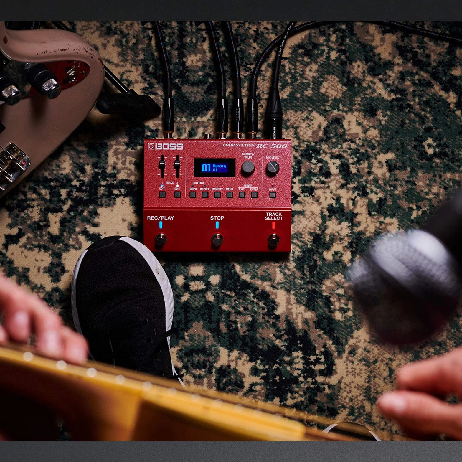 Boss RC-500 Loop Station Looper Pedal + cable de guitarra keepdrum 3 m