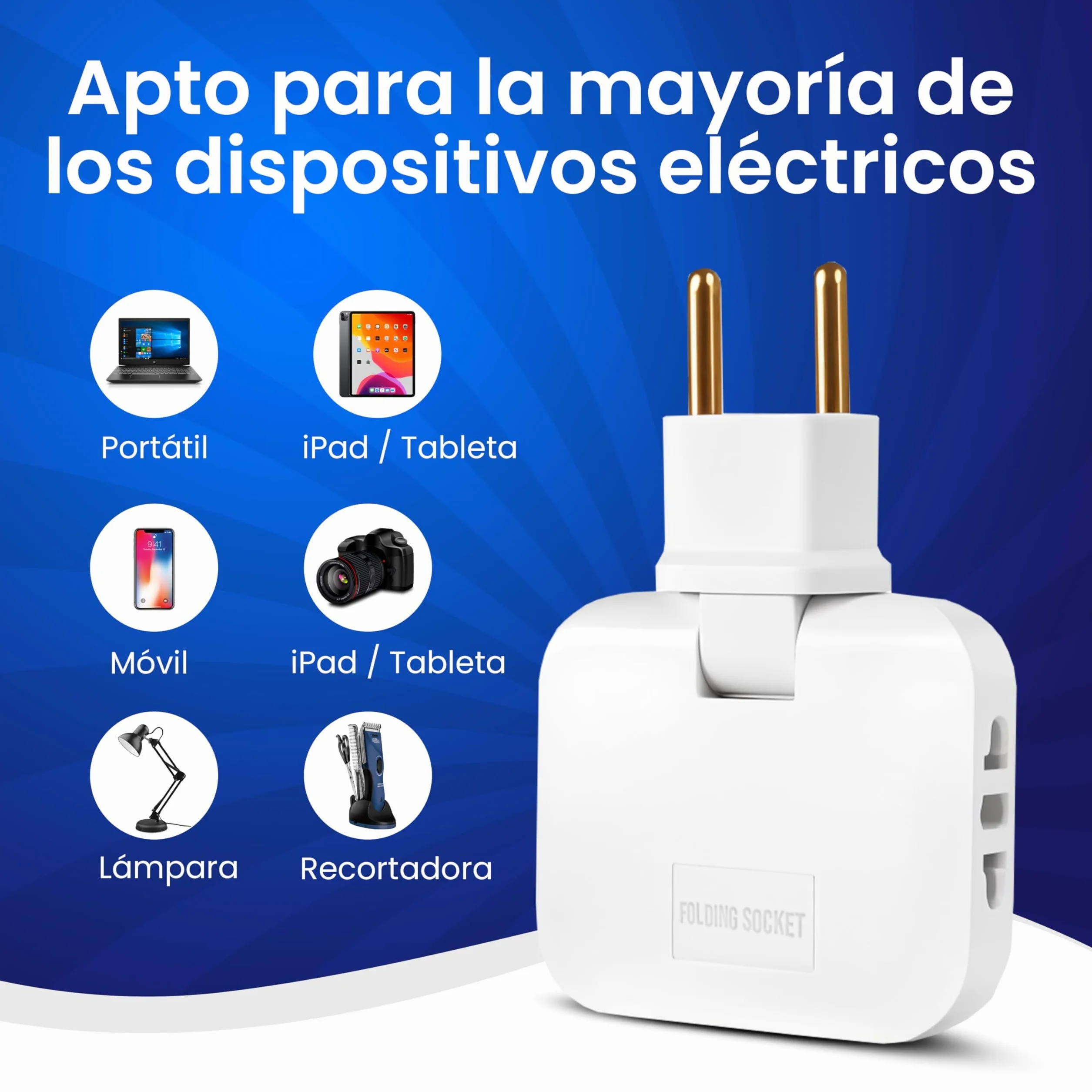 【Pack DE 4 】 Ladron enchufes Plano | Enchufe Plano Pared extraplano de 3 Tomas Giratorio 180º | ladrón Enchufe | enchufes Planos detras Muebles | ladron Enchufe | Ladrones para enchufes