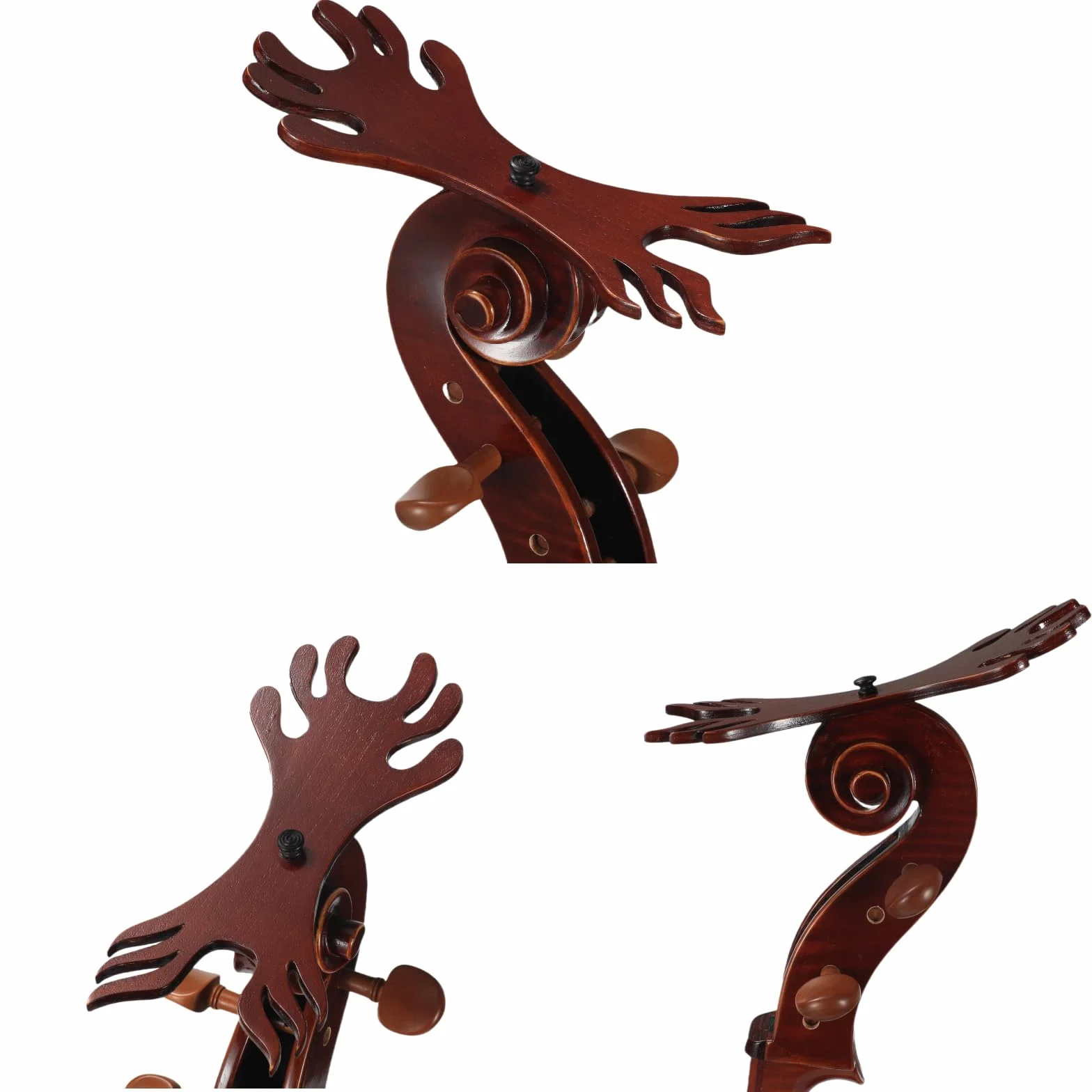 Soporte para violín de madera maciza y soporte para arco con diseño intrincado de corte pasado, forma de violín, hecho a mano, artístico, resistente y colgador de violín y arco, soporte de exhibición,