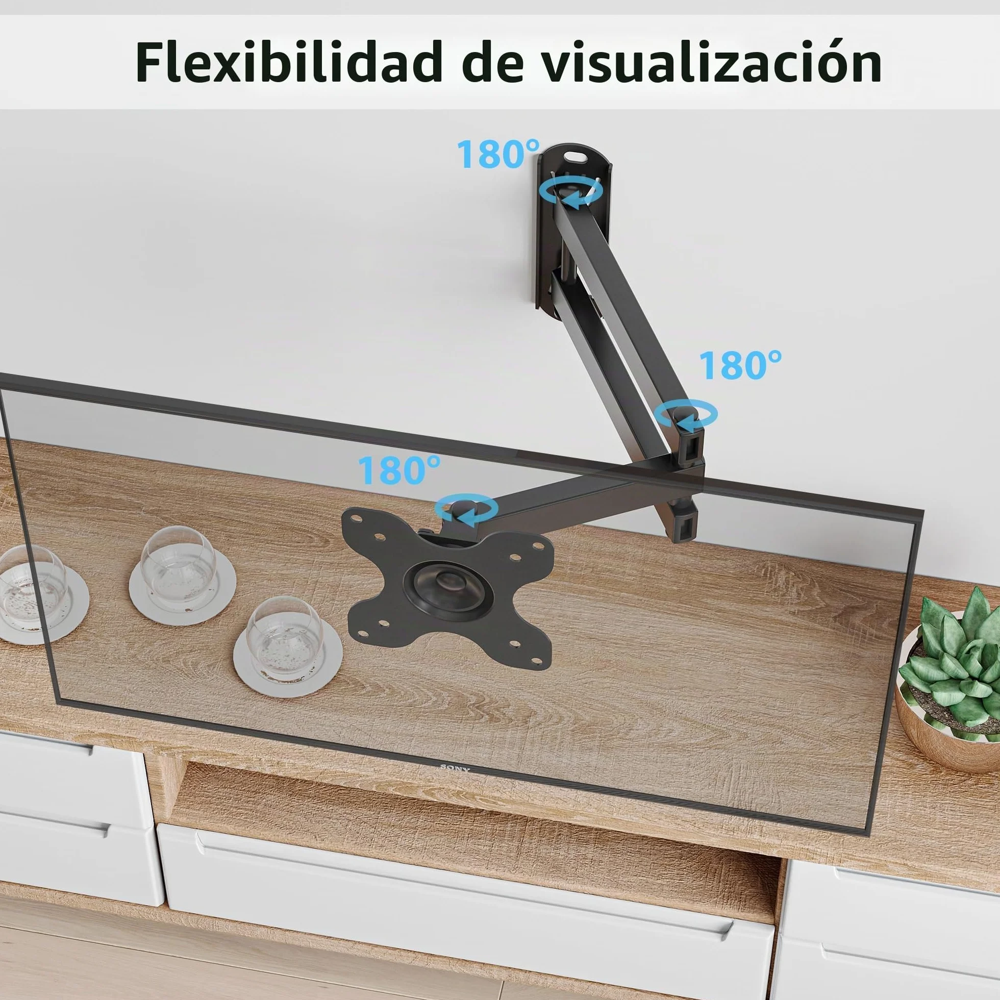 BONTEC Soporte TV Pared para Monitores y Televisores 13-30 Pulgadas 15 kg VESA 75x100mm Inclinable Giratorio