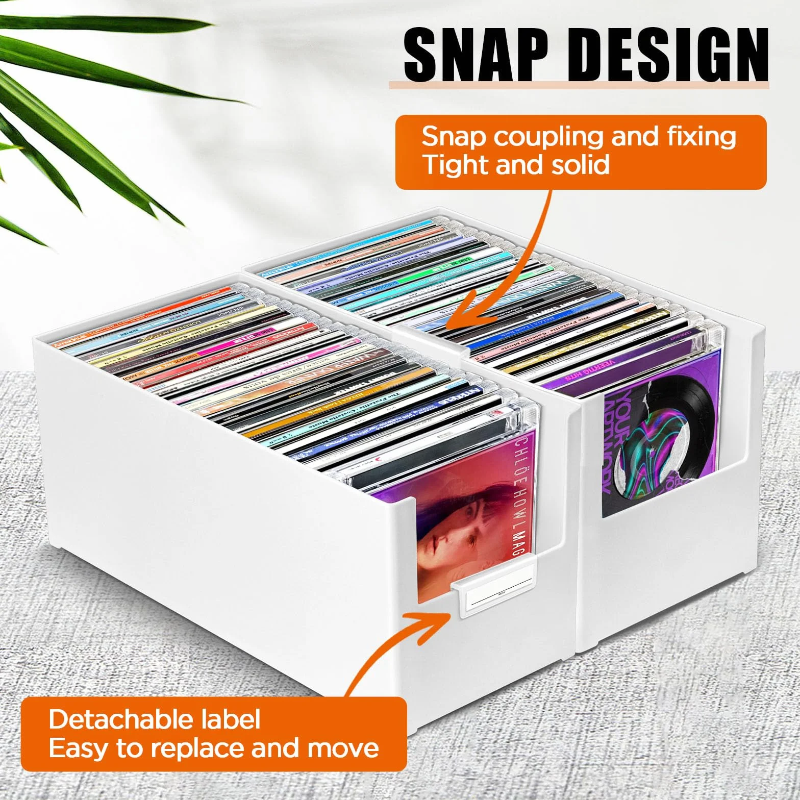 Caja de almacenamiento de CD apilable de plástico con capacidad para 25 CD, organizador de escritorio y estante