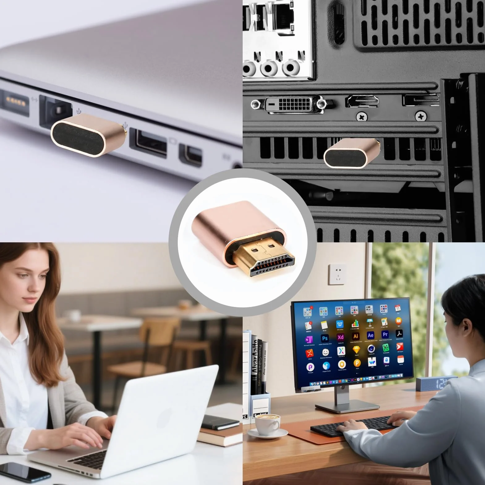 2PCS HDMI Dummy Plug 4K@60Hz HDR Adaptador Virtual, Emulador de Pantalla Sin Cabeza, Dongle HDMI, Soporta 3840x2160@60Hz, 1440P@60Hz, 1080P@60Hz, EDID Emulator para GPU/Escritorio Remoto