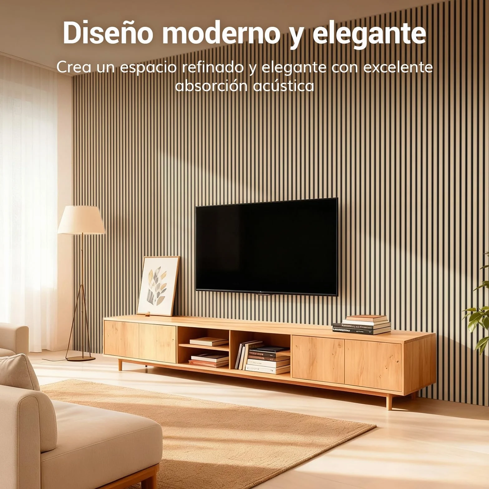 TONOR 4 Pack Paneles Acusticos Decorativos de Chapa de Madera, 120 x 60-2.88㎡, Panel para Pared Aislante Acustico en 3D, Palilleria pared Insonorizantes para el Salón, el Despacho, la Encimera, Roble