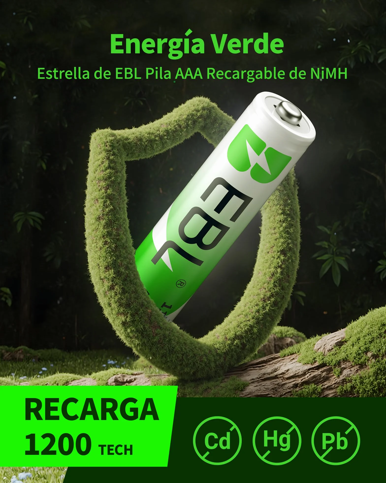 EBL 1100mAh AAA Ni-MH Pilas Recargables 1,2V 8 Piezas