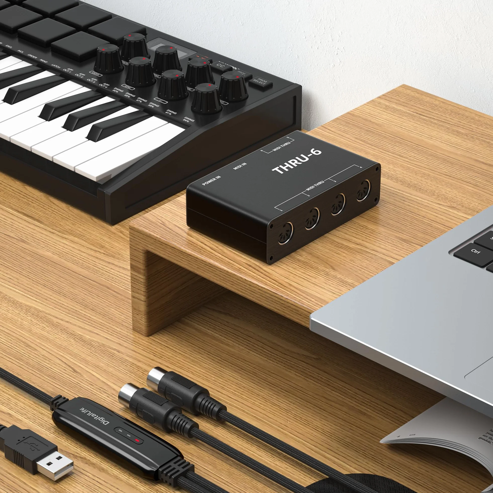 DigitalLife PulseThruX Series | Caja MIDI Thru Autónoma 1-Ent/6-Sal, DIN de 5 Pines, Metal – Para Principiantes, Músicos de Estudio y Artistas en Vivo – Funciona Sin Ordenador 【T6, 1 Ud./Pack】