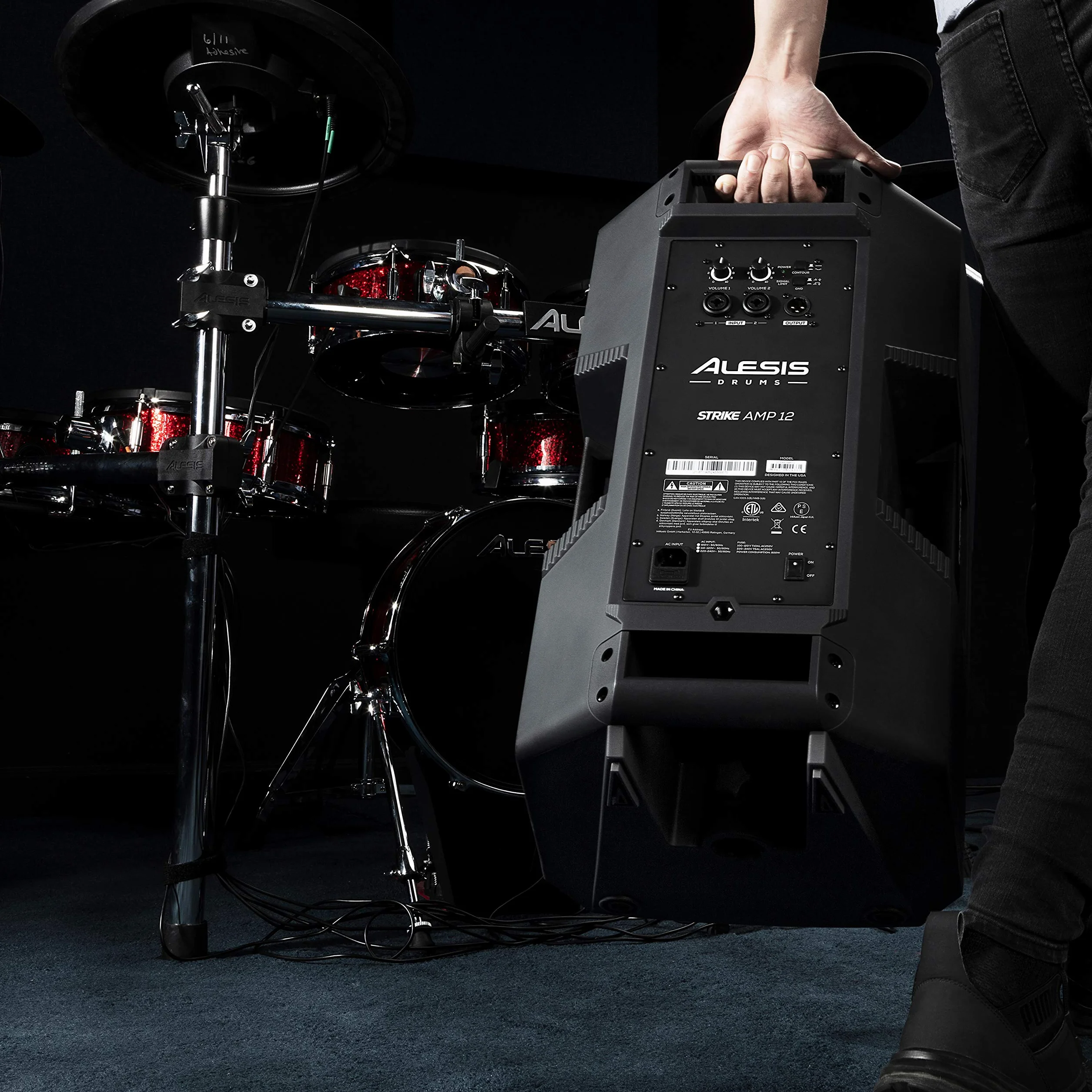 Alesis Strike Amp 12 MK2 - Altavoz Amplificador de 2500W para batería electrónica con Bluetooth, woofer 12", conmutador EQ HPF y conmutador Ground-Lift