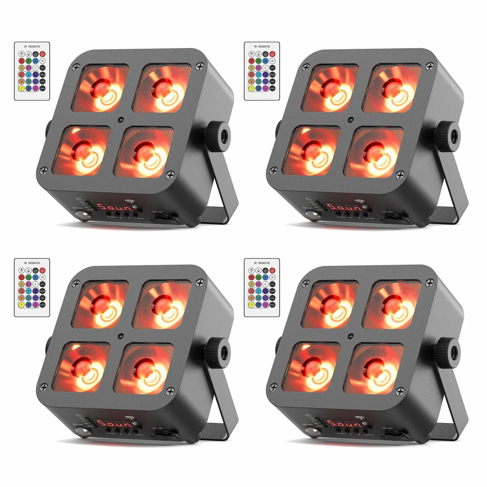 4PCS 100W Foco LED Par Light Batería Recargable,RGBWA+UV Luz de Escenario,Mini Luces Discoteca con Control Remoto/DMX/APP para Fiestas DJ Bar Show Boda Halloween Navidad