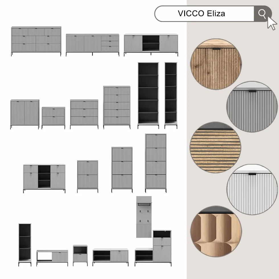Vicco Estante para CDs Eliza, Roble Vikingo, 36 x 120 cm con 3 Compartimentos, Apto para Guardar Libros y Objetos Decorativos