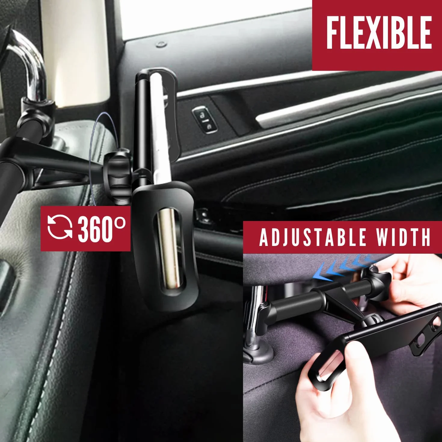 MAGIC SELECT Soporte Reposacabezas Coche Tablet 4.7-11 Pulgadas Rotación 360° Almohadillas Silicona Antideslizantes