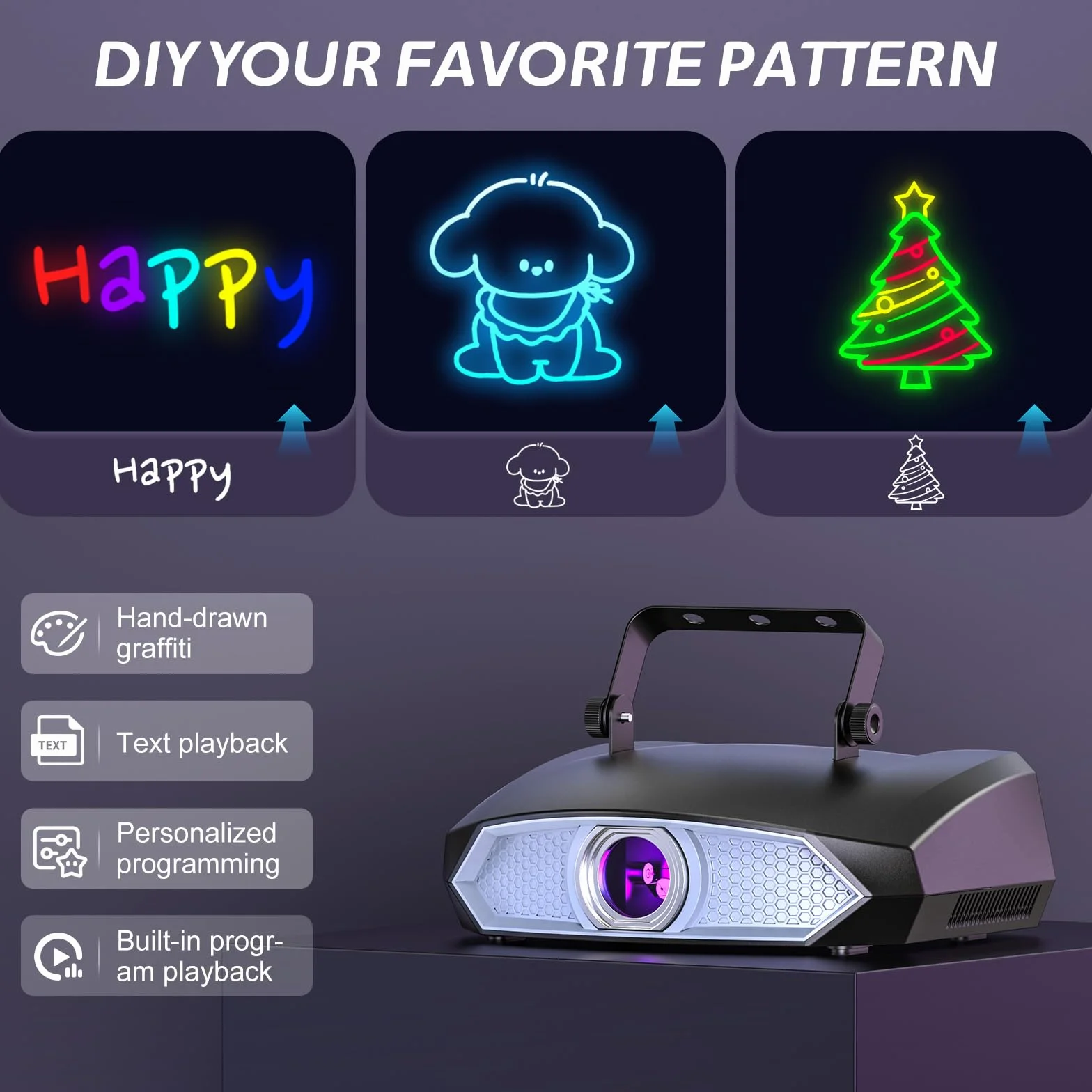 Luz de fiesta, luz de discoteca DIY de animación 3D con aplicación Bluetooth, luz de DJ y DMX512, adecuada para fiestas, clubes, bares, Halloween, Navidad