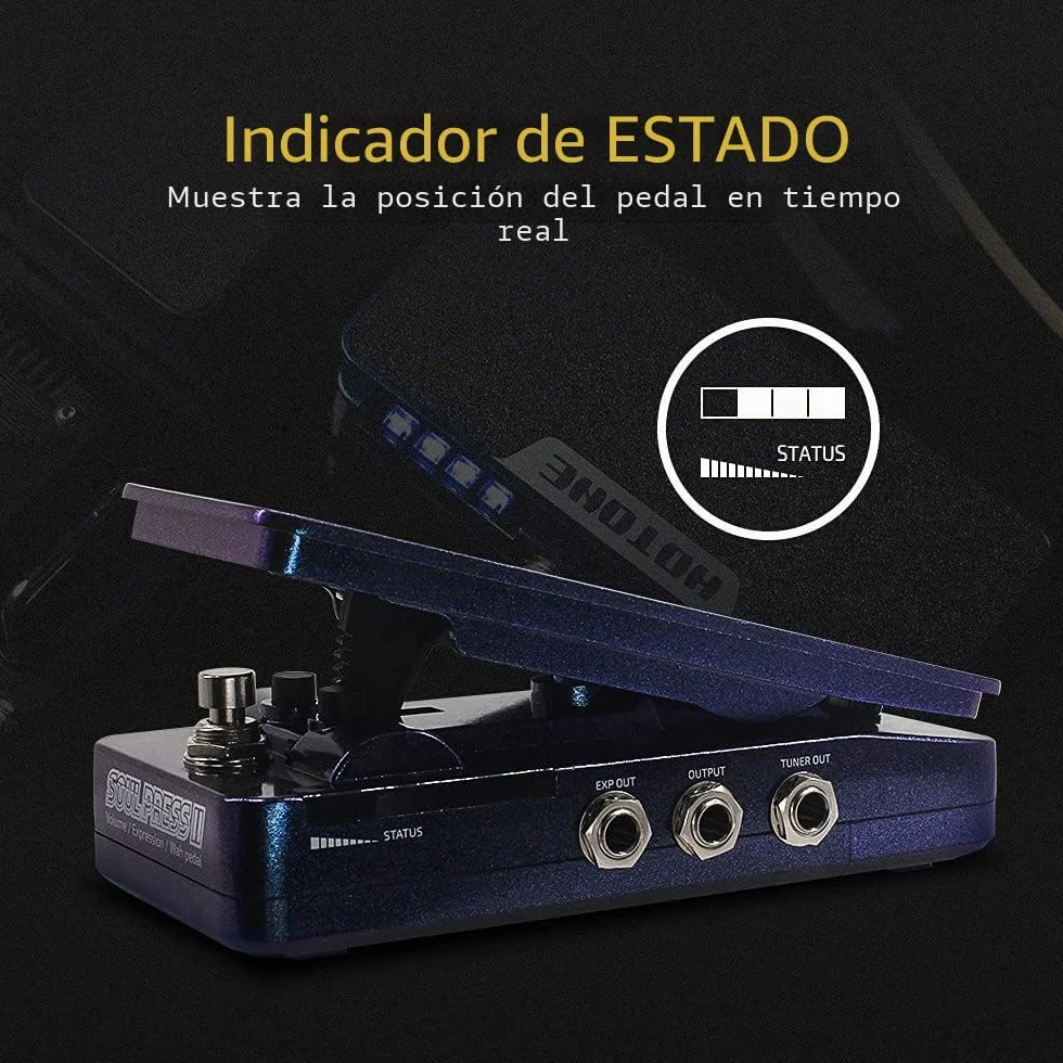 HOTONE Wah Volumen activo Expresión pasiva Pedal de efectos de guitarra conmutable 4 en 1 con pedal de efectos de guitarra visible Soul Press II