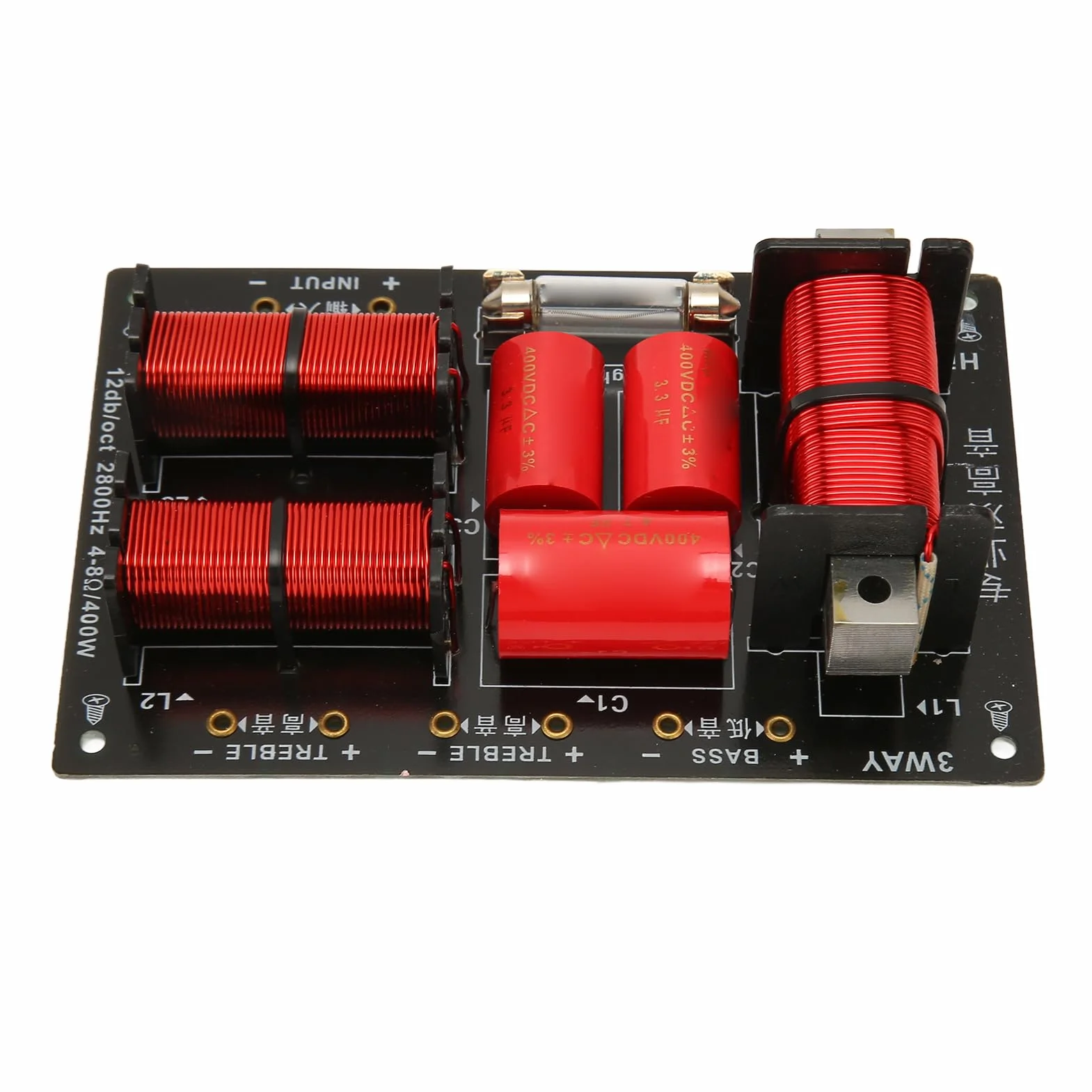 Divisor de Frecuencia de Altavoz de 400 W, Placa Distribuidora Cruzada de Altavoz de Audio Hi Fi de 3 Vías y 2 Unidades, Módulo Divisor de Frecuencia de Graves Agudos