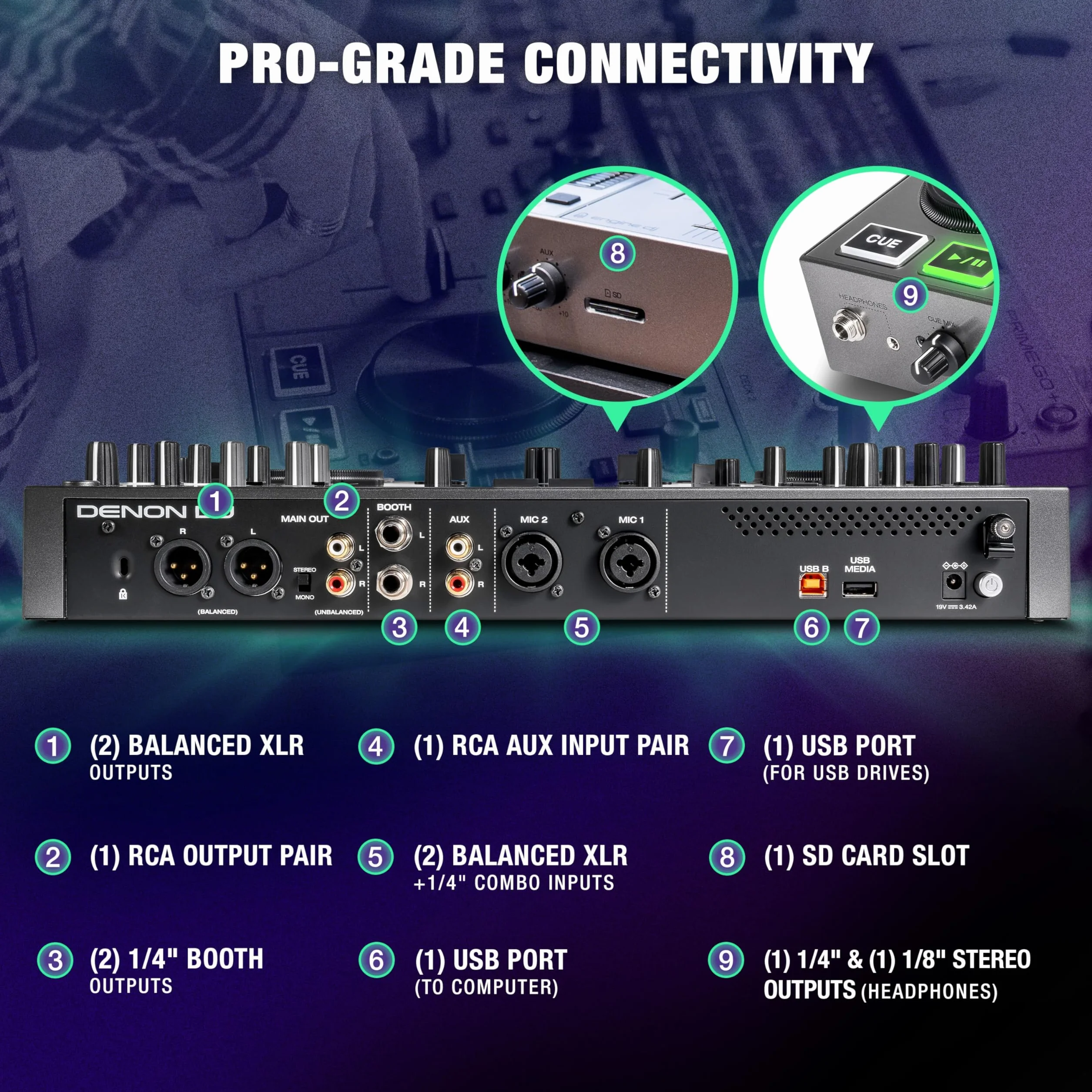 Denon DJ PRIME GO+ Controlador DJ Portátil Autónomo con Bateria Recargable, Pantalla de 7", Mezclador con Separación de Stems, Streaming por Wifi y Bluetooth