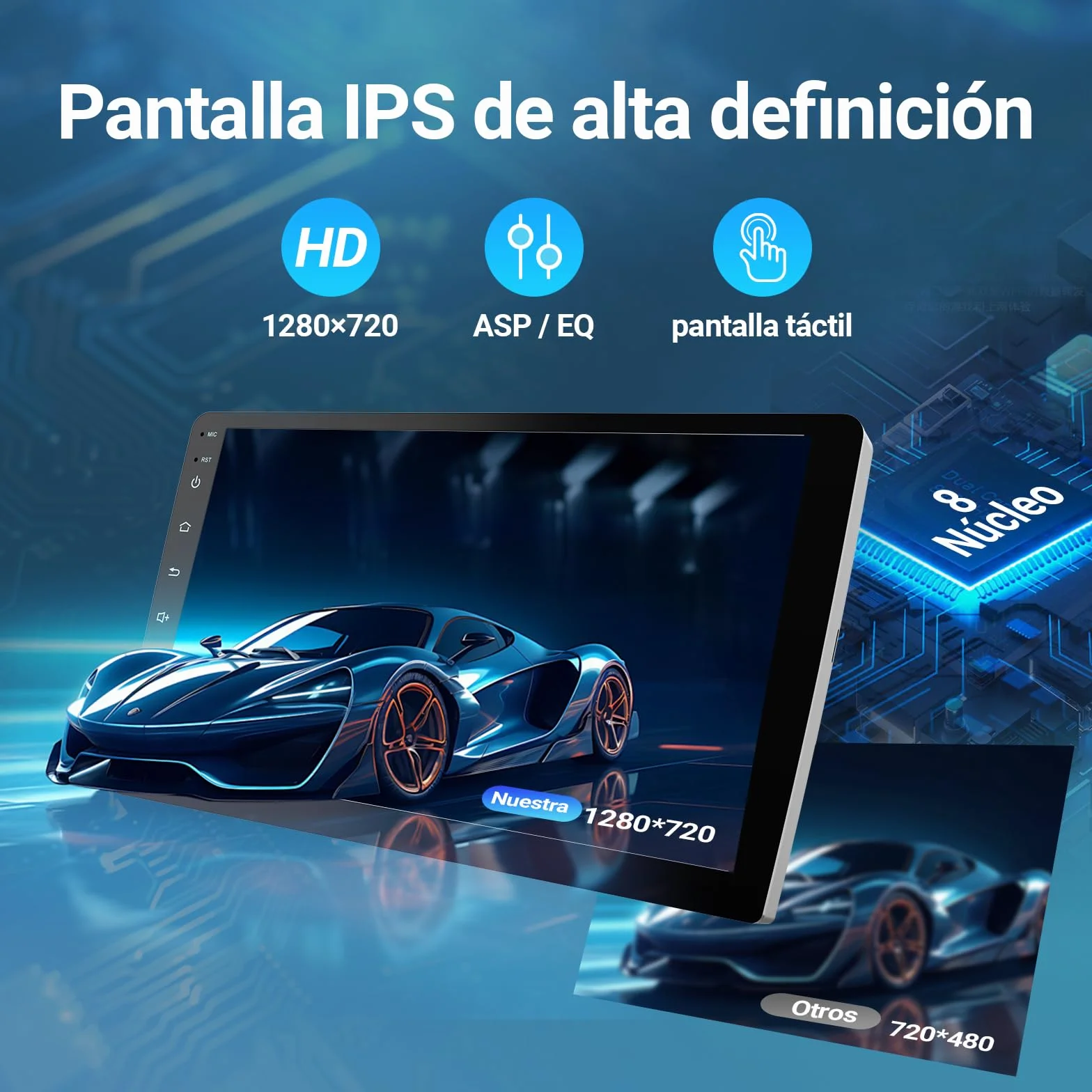Haudio 2 DIN Coche Radio con Apple Carplay Inalámbrico & Android Auto, 9 Pulgadas IPS Pantalla con Trasera Cámara, GPS, Mirror Link, Radio SWC/Am/FM Adecuada Mayoría Coches 4+64GB(Actualizar CPU)