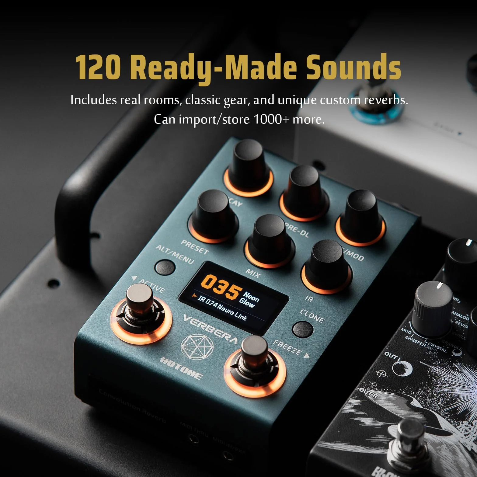 HOTONE Pedal de Reverb por Convolución de Hardware con Carga Instantánea de IR, Diseño de Doble Motor, Clonación de IR y 120 Respuestas de Impulso Integradas Verbera NC-200