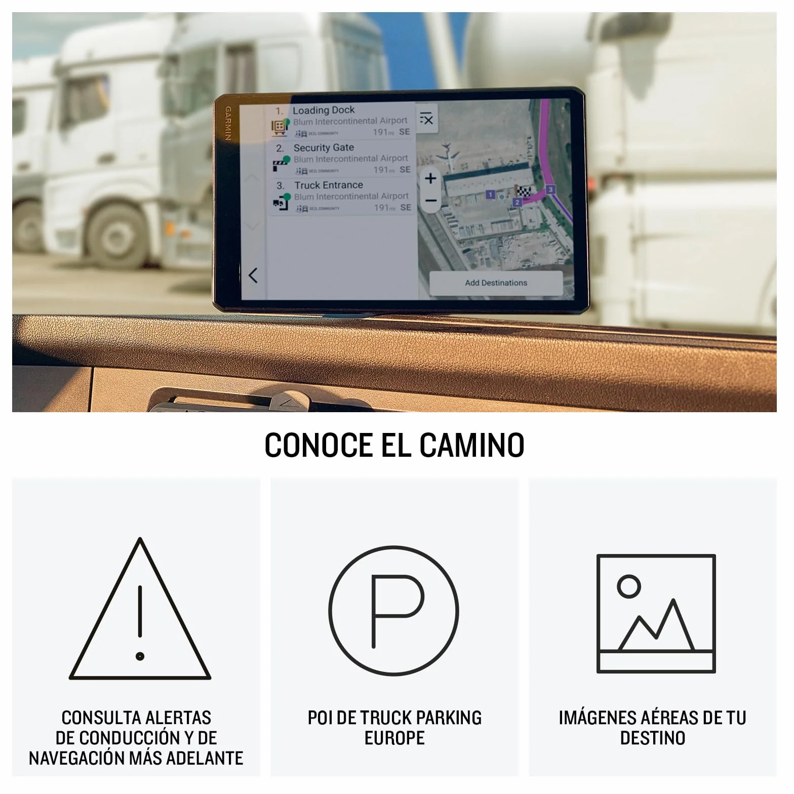 Garmin dēzl LGV720 GPS para camión 7'' Pantalla Brillante Mapas EU Tráfico Tiempo Real