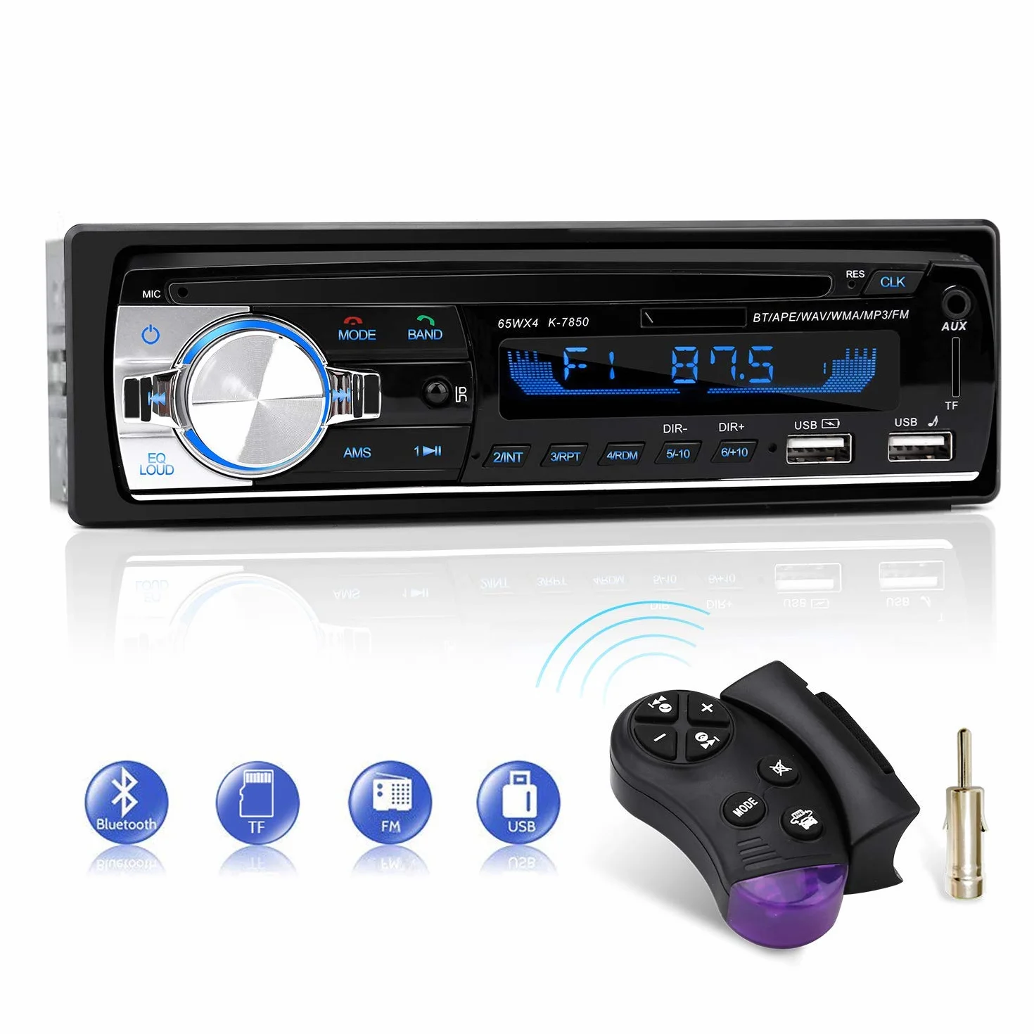 CENXINY Autoradio Bluetooth 5.0 FM Radio Coche Manos Libres Control Remoto Reproductor MP3 USB