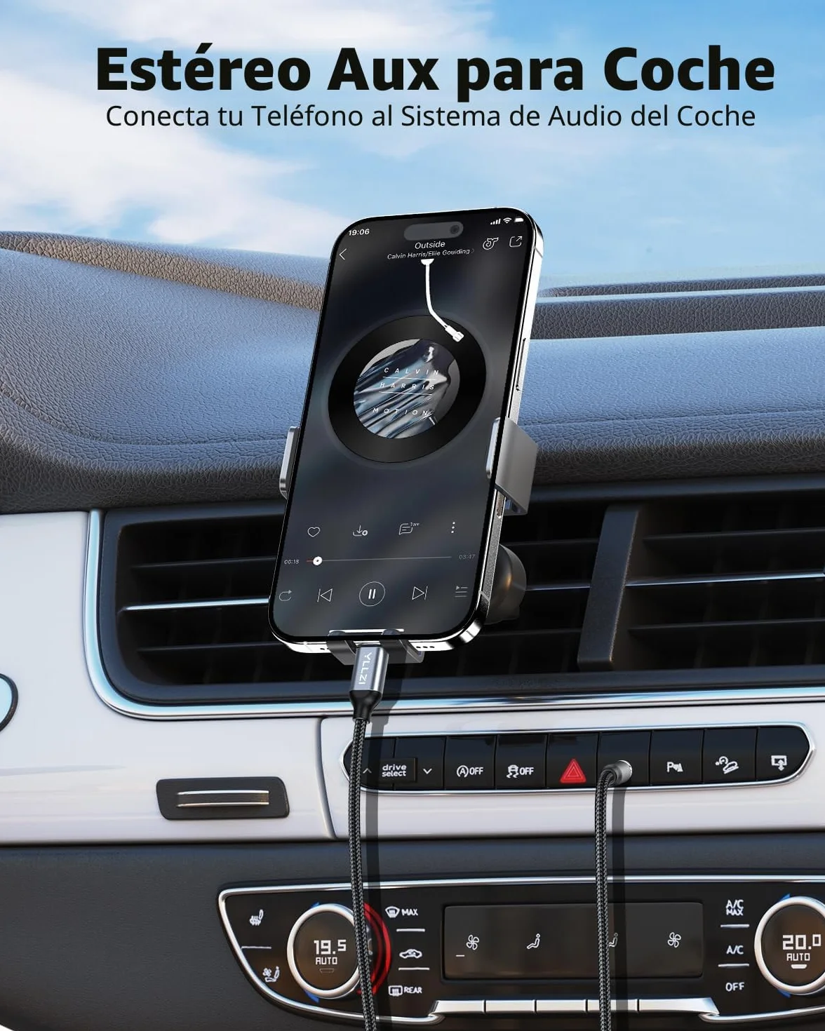 Cable USB C a Aux 1.2M, Jack 3.5 mm Audio para iPhone 17 16 15, Galaxy S25/S24/S23/S22/Note 20