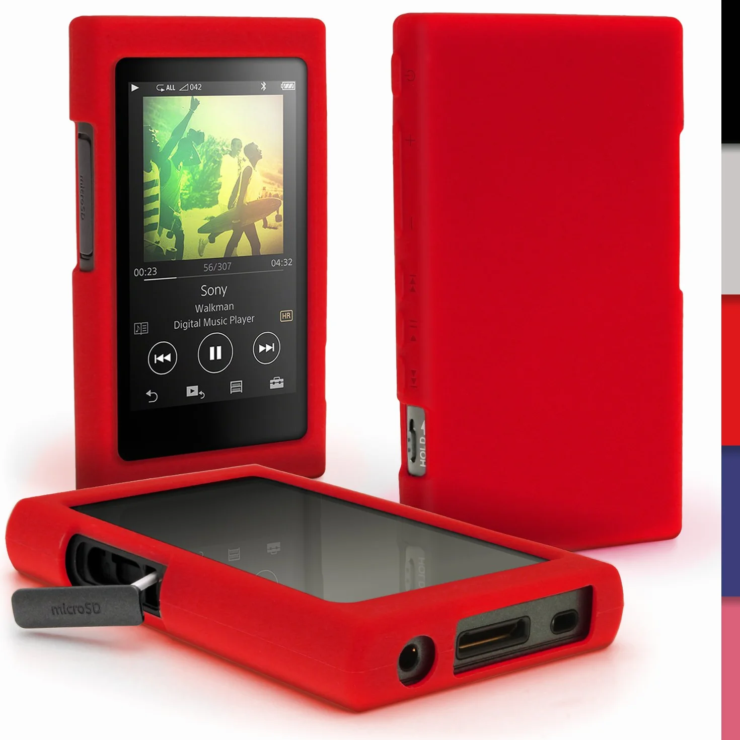 igadgitz Rosso Funda Carcasa Silicona Case para Sony Walkman NW-A35 NW-A40 NW-A45 Reproductor de MP3 + Protector de pantalla