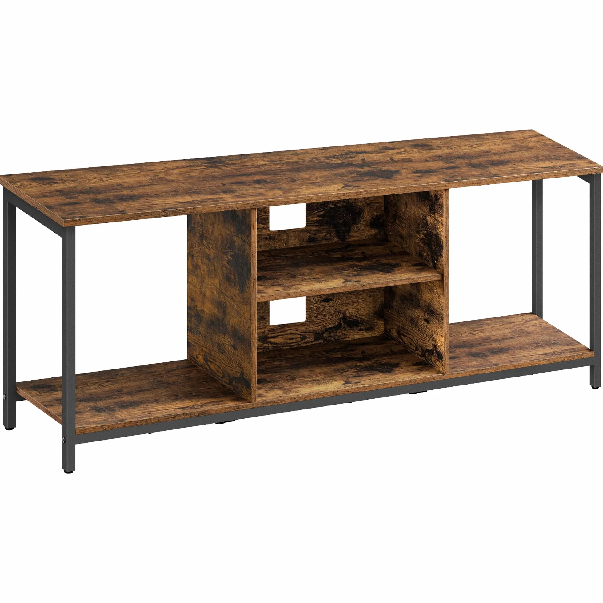 VASAGLE Soporte de TV hasta 65 Pulgadas Mueble Tele con Estantes Abiertos Consola Sala de Estar Marron Rustico Negro LTV061K01