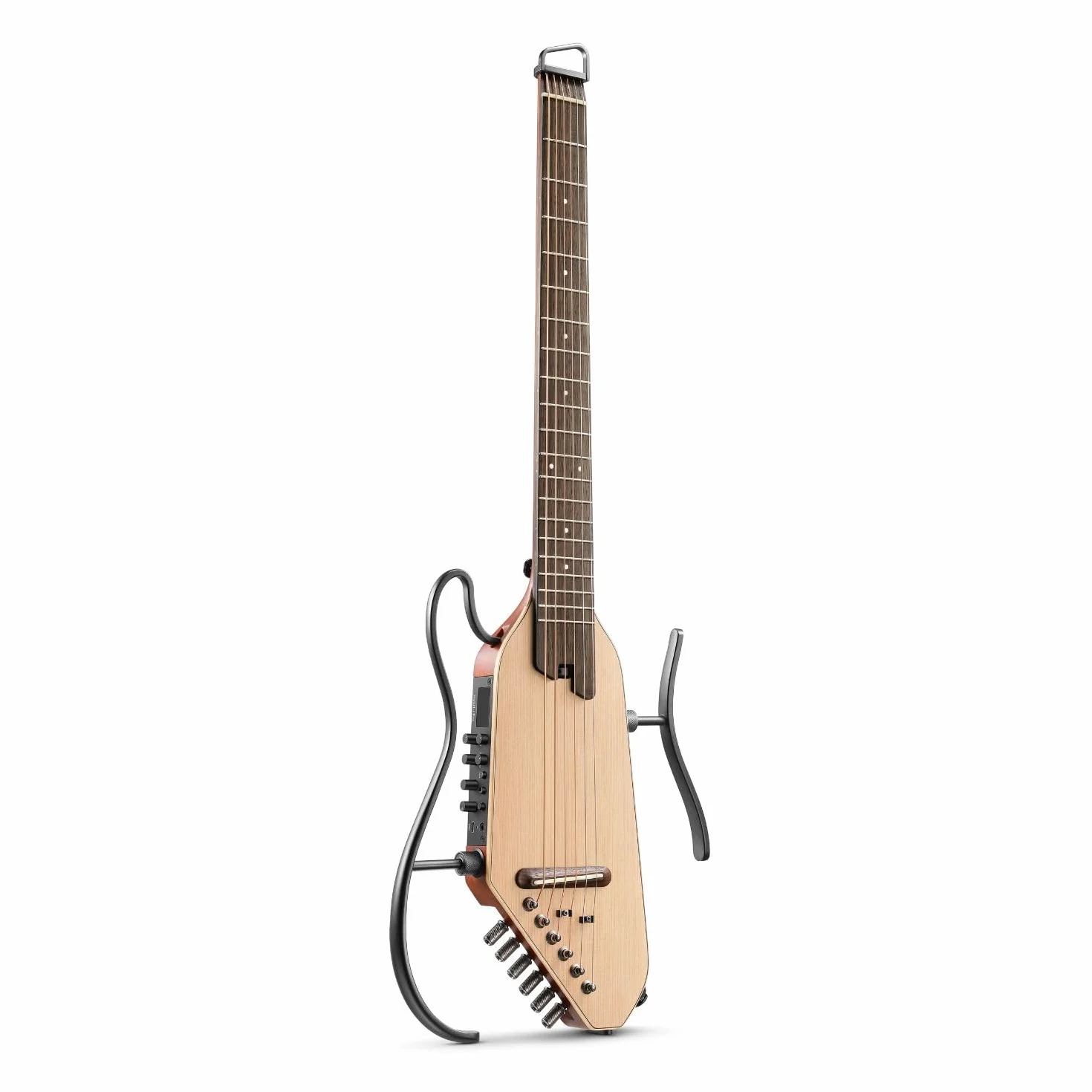 Donner Guitarra eléctrica acústica HUSH I PRO Guitarra de viaje con múltiples modos de efecto, kit de guitarra inteligente de auriculares, bolsa de concierto, correa, cable de carga