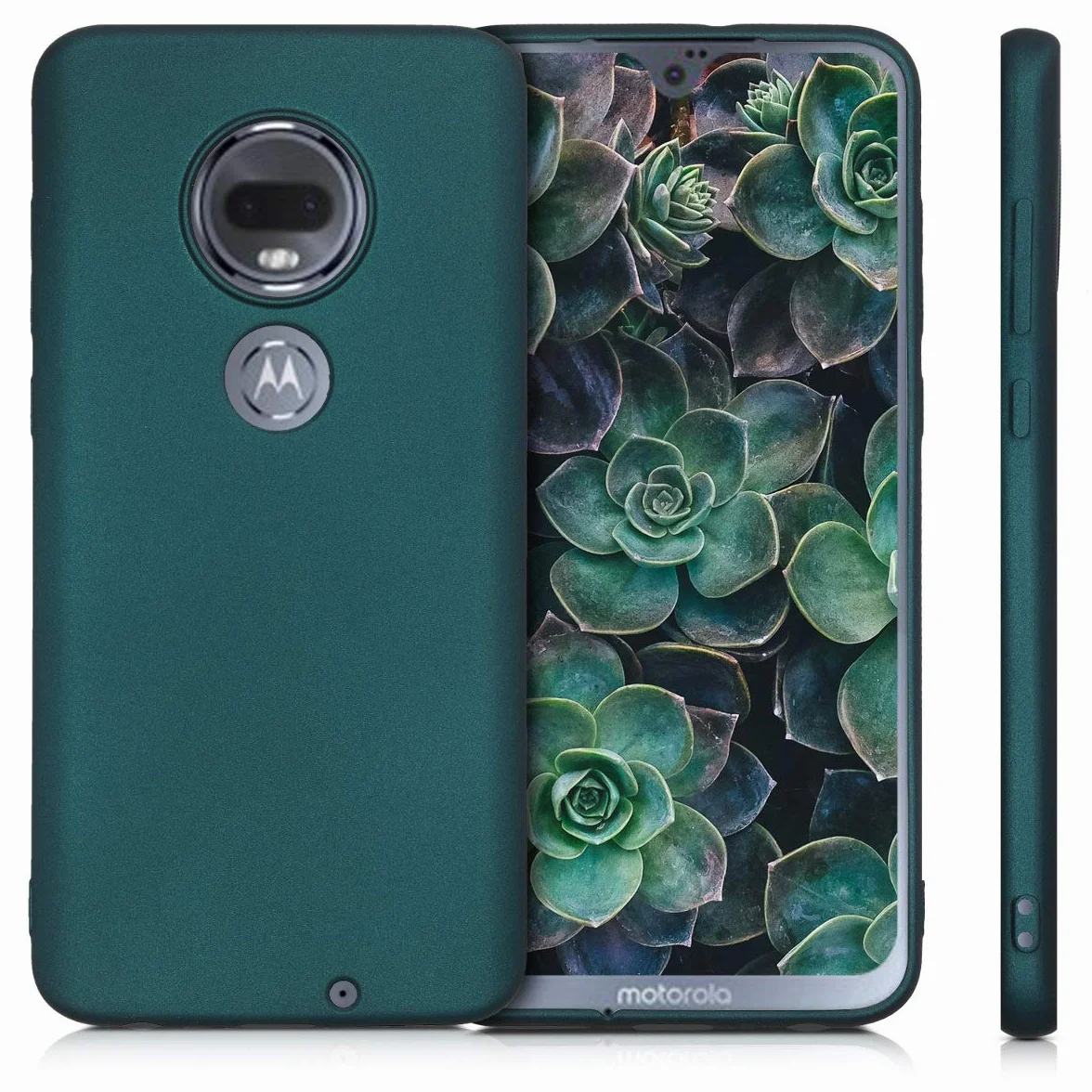kwmobile Funda Motorola Moto G7 Moto G7 Plus Carcasa TPU Silicona Ultrafino Antigolpes Bordes elevados Carga inalámbrica Metalizado