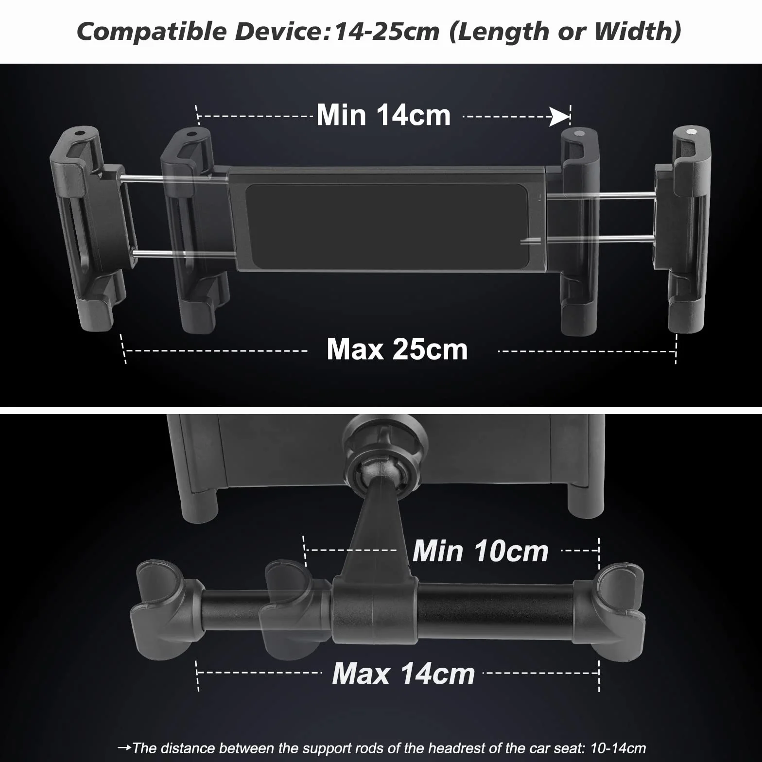 Soporte Tablet Coche Reposacabezas Pota Tablet Móvil del Asiento Trasero para Dispositivos de 4,7"-12,9" Giratorio en 360