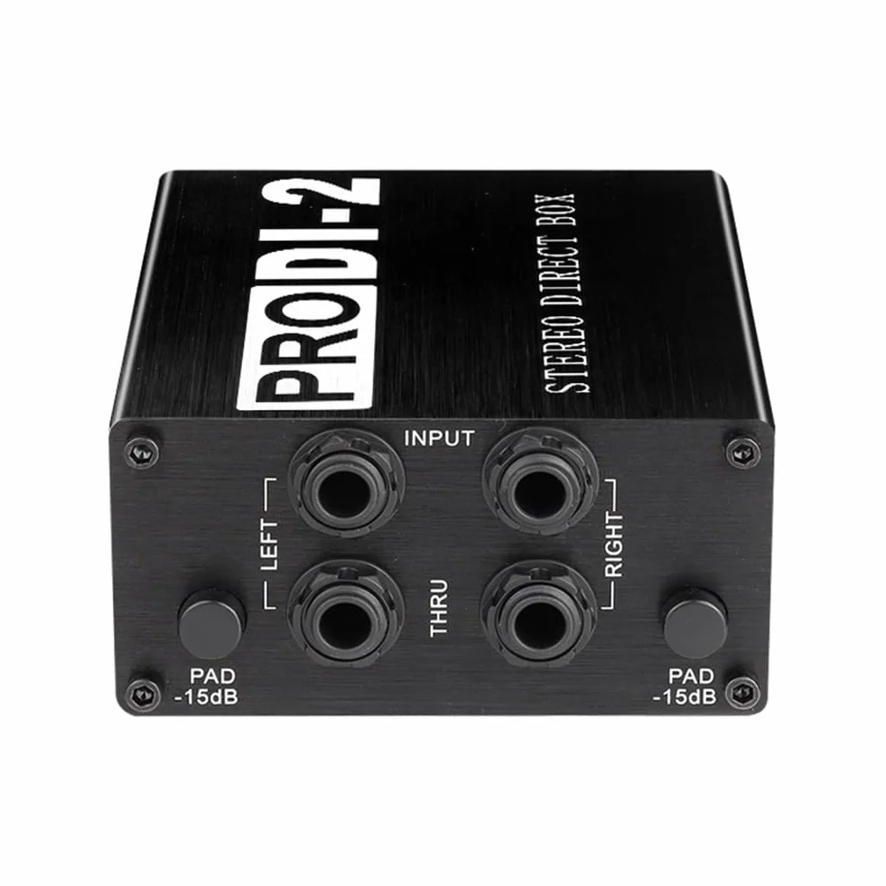 ProDI-2 Caja Directa EstéReo Pasiva Caja DI de Audio Caja de InyeccióN Directa Bajo Ruido Guitarra Bajo DI Convertidor de Audio de 2 Canales