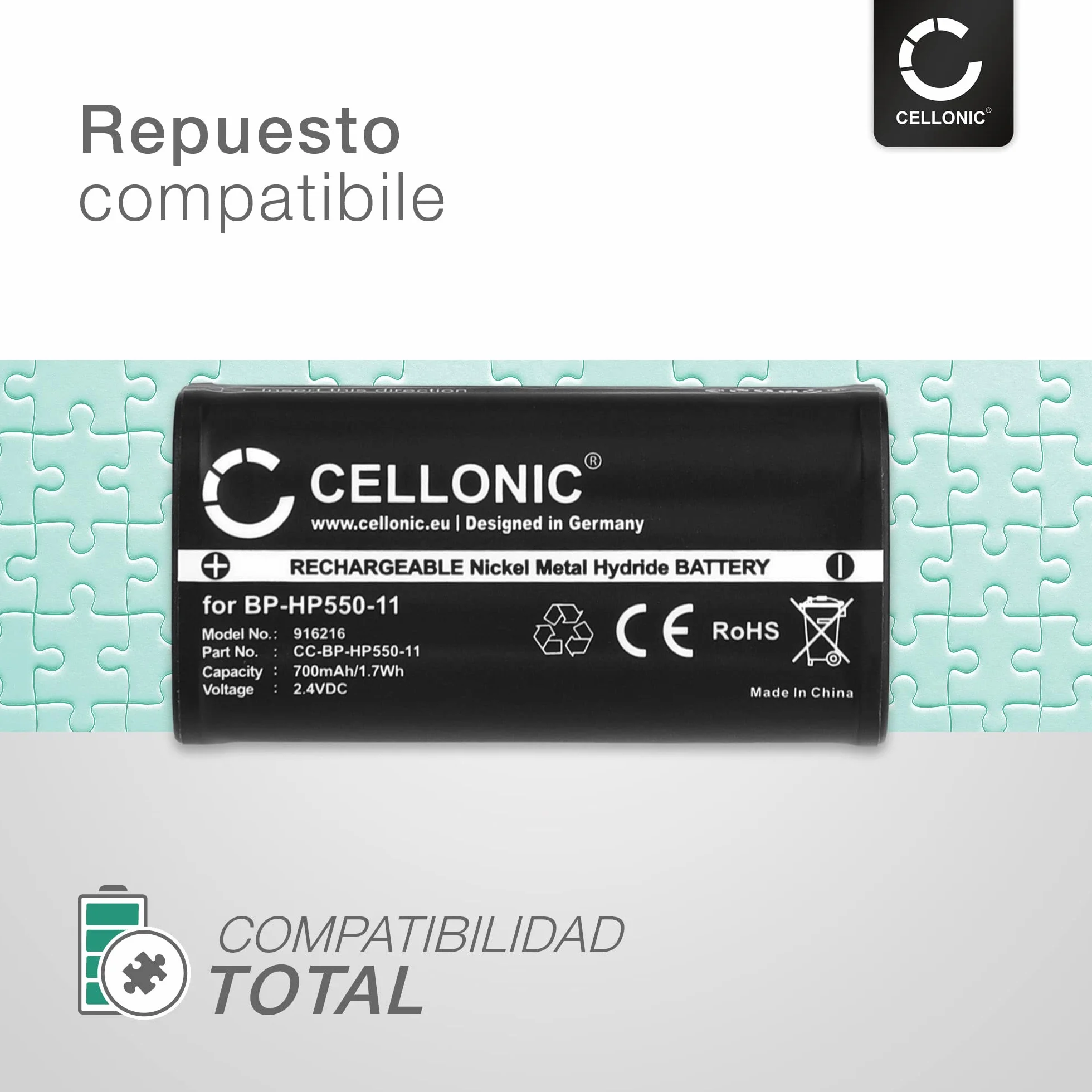 CELLONIC Batería para Auricular Compatible Sony MDR-RF4000 MDR-IF245RK BP-HP550 700mAh 2.4V