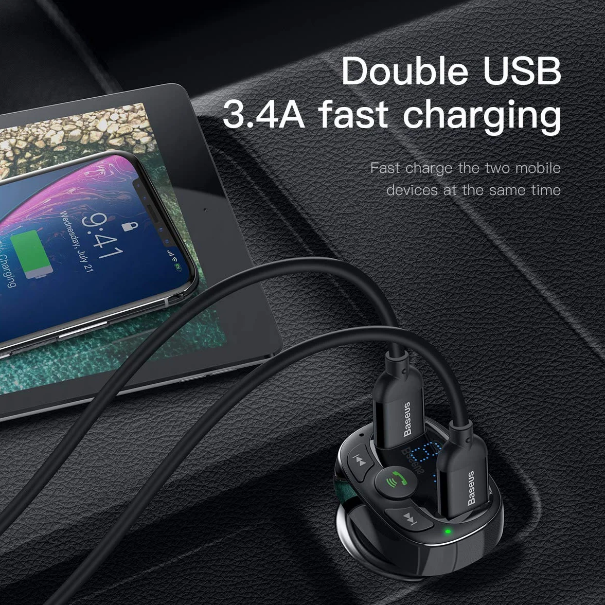 Baseus FM Transmitter Bluetooth 2xUSB microSD