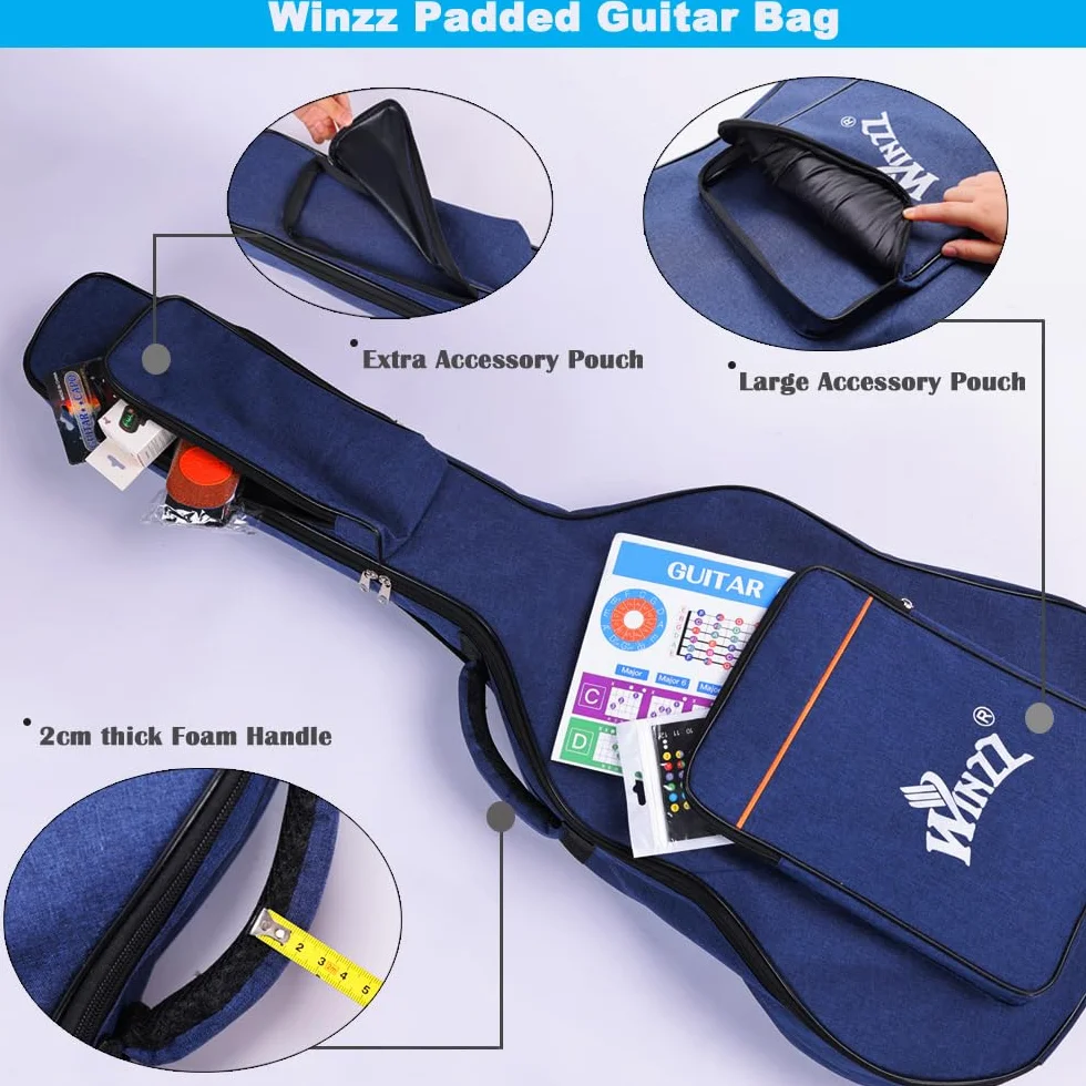 Winzz Guitarra Acústica 4/4 Tamaño Completo Folk Estampada para Principiantes Adultos - Cuerda de Acero Sunburst