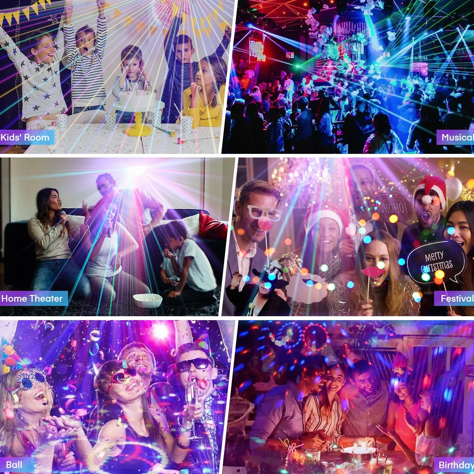 Luces Discoteca 5 en 1 con Trípode, Bola de Caleidoscopio, Luz de Estrella, Activada por Sonido, Efecto Estroboscópico, Luz de Bola de Discoteca Portátil para DJ, Fiestas, Discotecas y Cumpleaños
