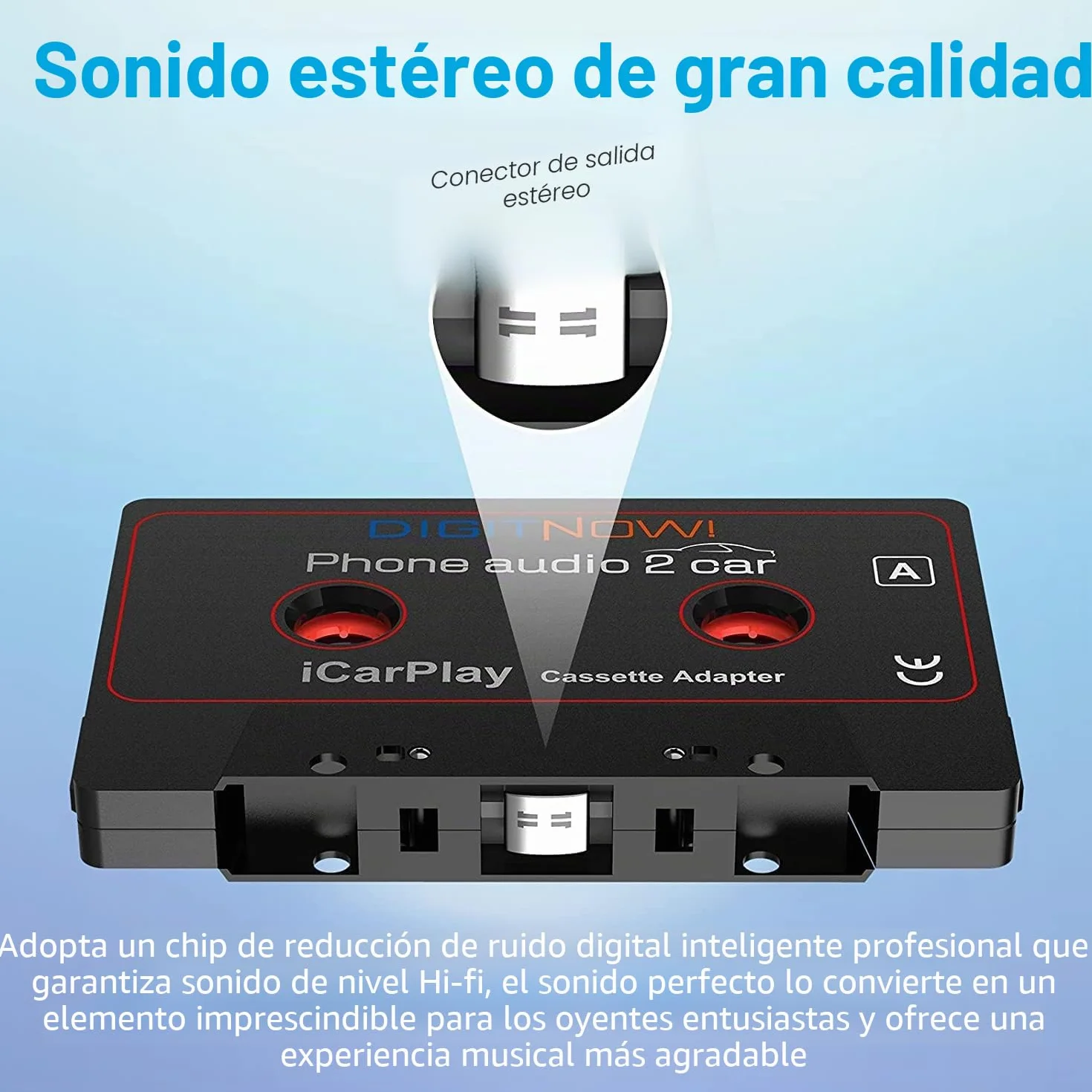 DIGITNOW! Adaptador de Cassette para Coche aux en iPods, teléfonos inteligentes, reproductores de MP3 o walkman
