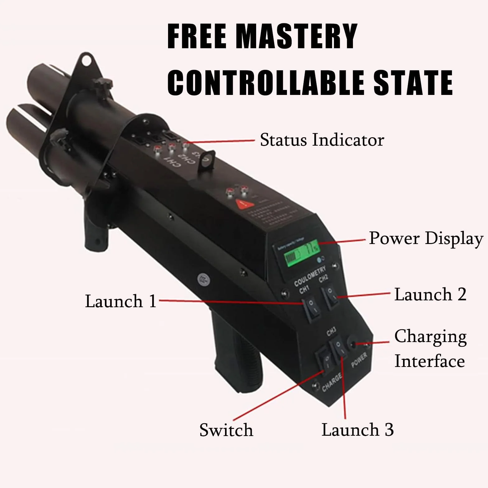 Pistola pulverizadora de confeti, máquina eléctrica de confeti de 3 tiros con luz LED para Halloween, Navidad, fiestas y eventos especiales