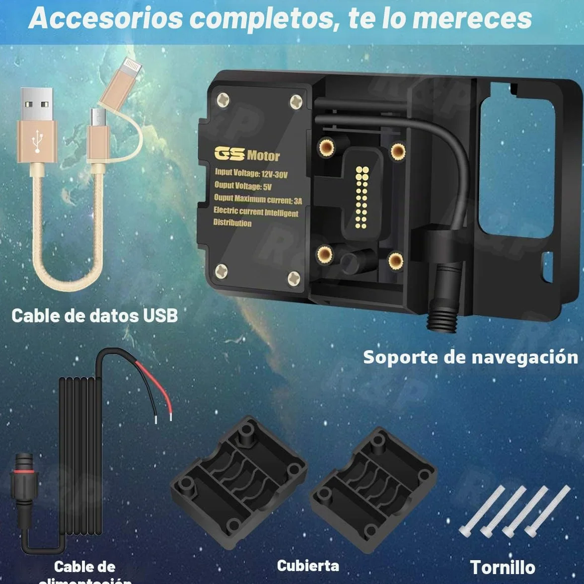 Soporte para Teléfono de Motocicleta con Puertos de Carga USB Dobles para BMW R1200GS R1250GS F700 800GS Honda CRF1000L Africa Twin