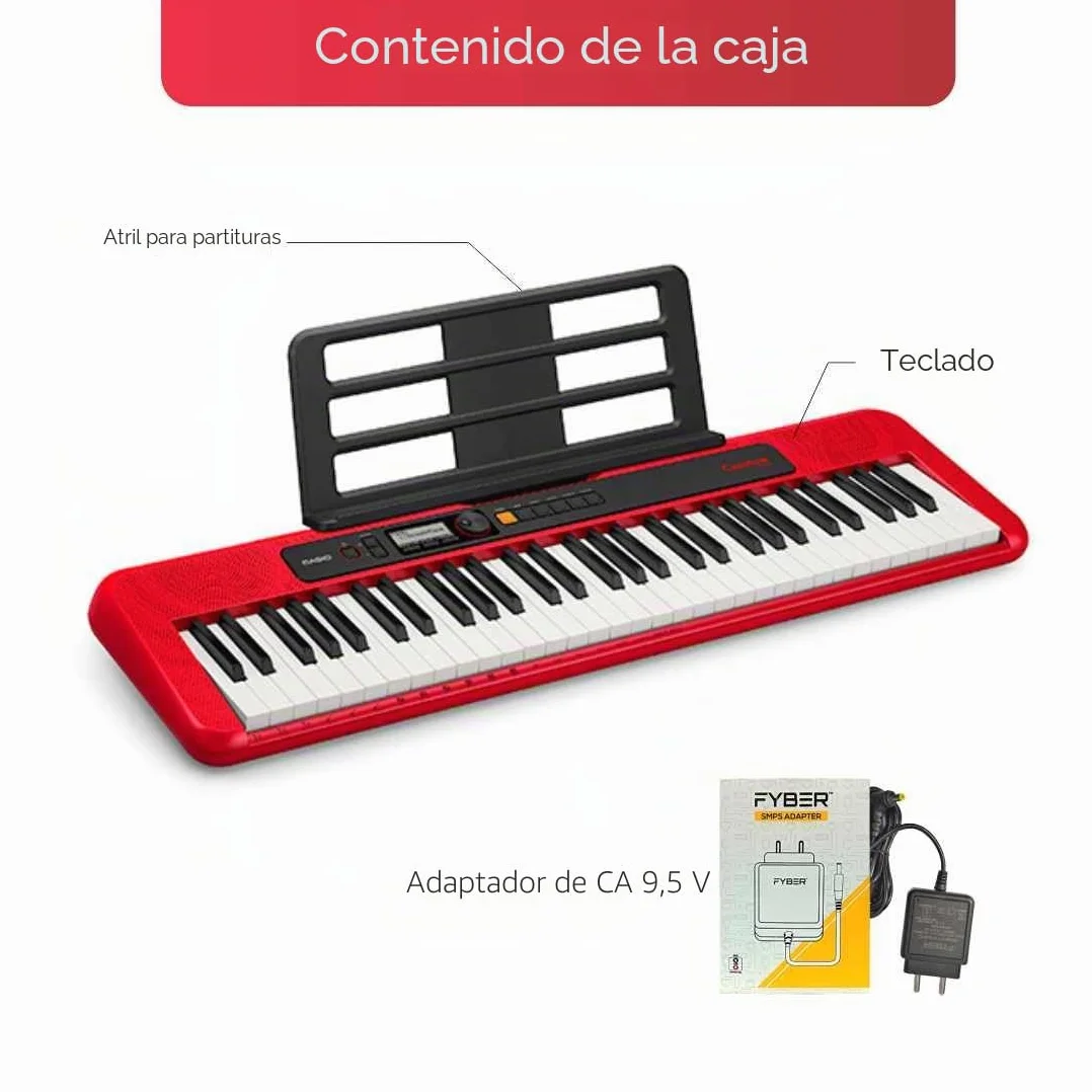 Casio CT-S200RD - Teclado de piano, Rojo