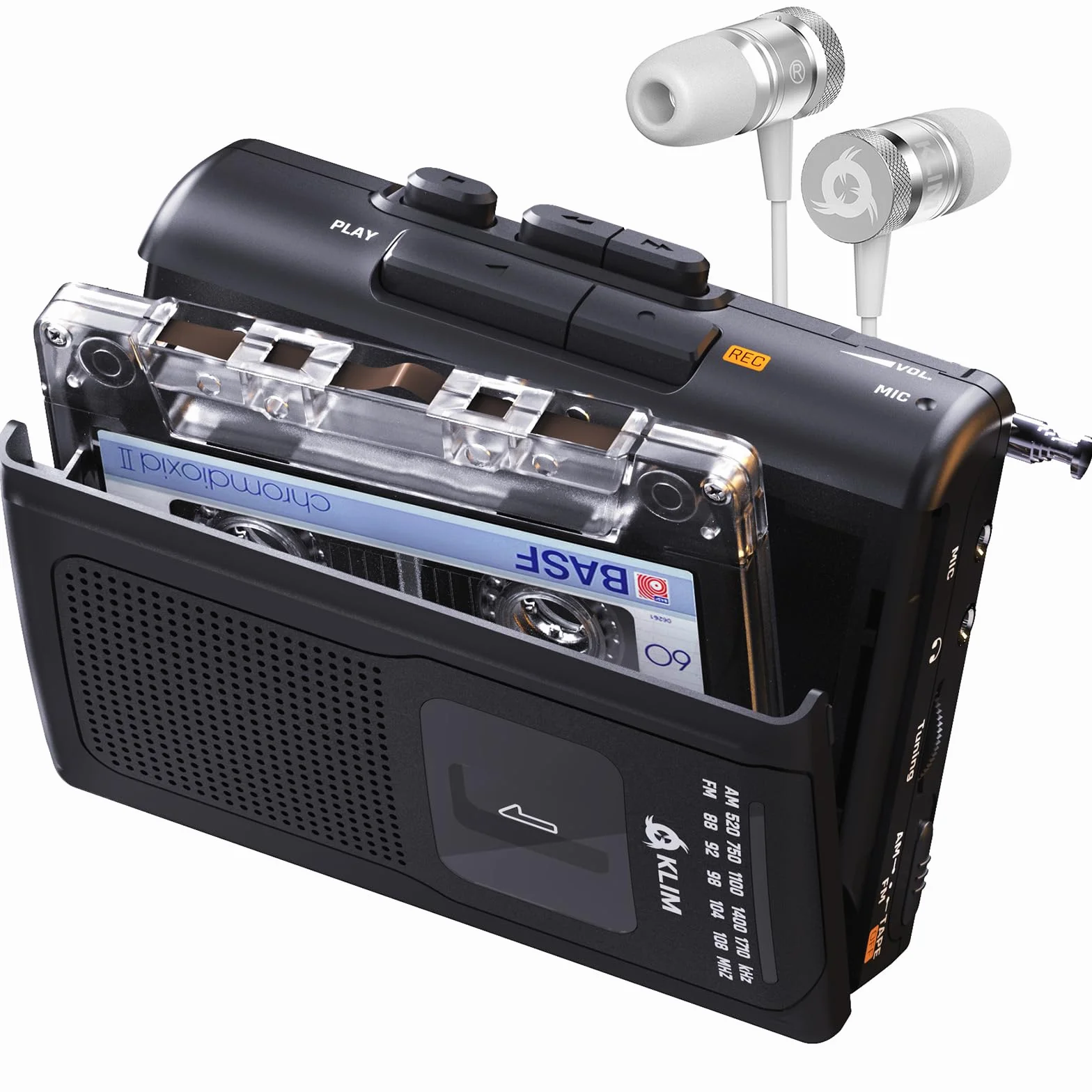 KLIM K8 Reproductor Cassette Auriculares Fusion Radio AM/FM Micrófono Altavoz Integrados