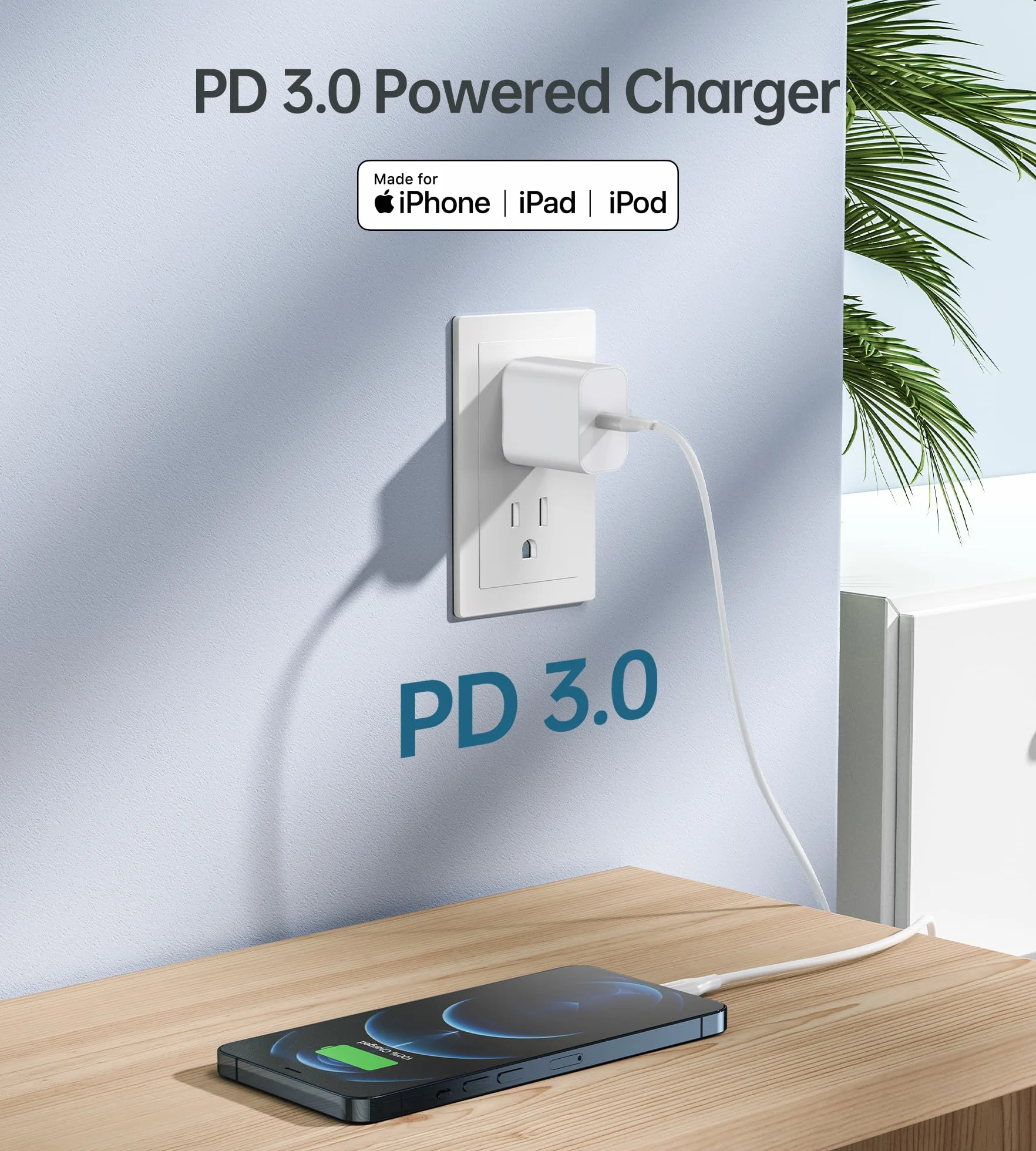 20W Cargador USB C, Enchufe Tipo C Compatible con i-Phone 17/16/15/14/13 Plus Pro MAX Mini, i-Pad, Air-Pods, Galaxy S25/24/23, Cargador i-Phone Carga Rapida, Samsung Carga Rapida(2 Pack)