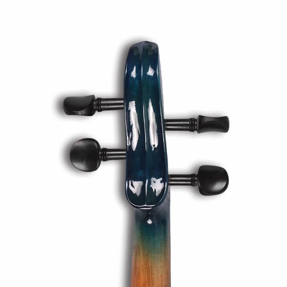 Violín eléctrico de 4 cuerdas, tamaño completo 4/4, violín eléctrico silencioso negro, madera maciza azul, violín eléctrico de colores mezclados con accesorios de ébano, kit de