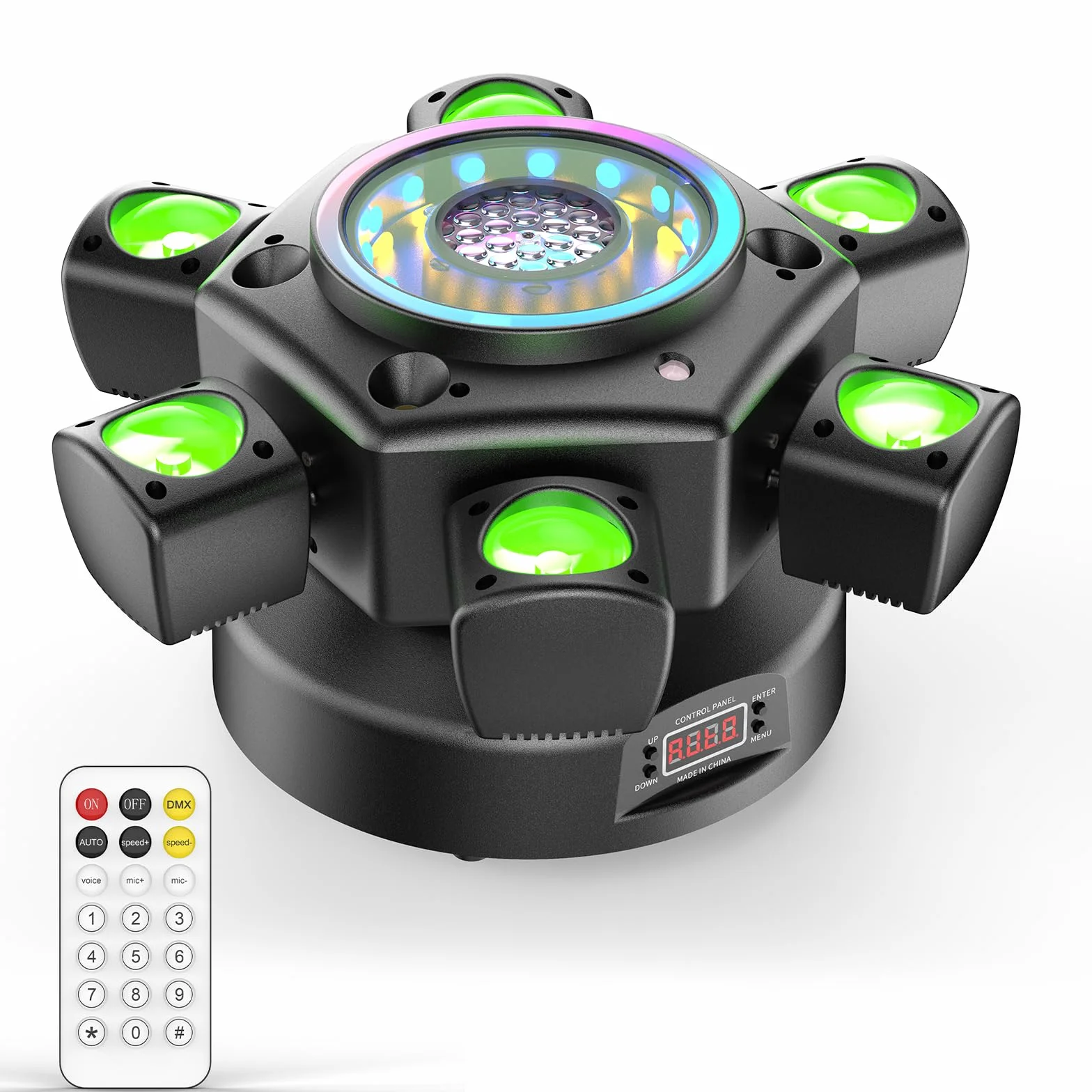 Cabeza Móvil LED 150W con Mando a Distancia, Luces Discoteca 26CH Iluminación de Escenario Gobos Luz de Fiesta para Disco Bar Conciertos Navideña