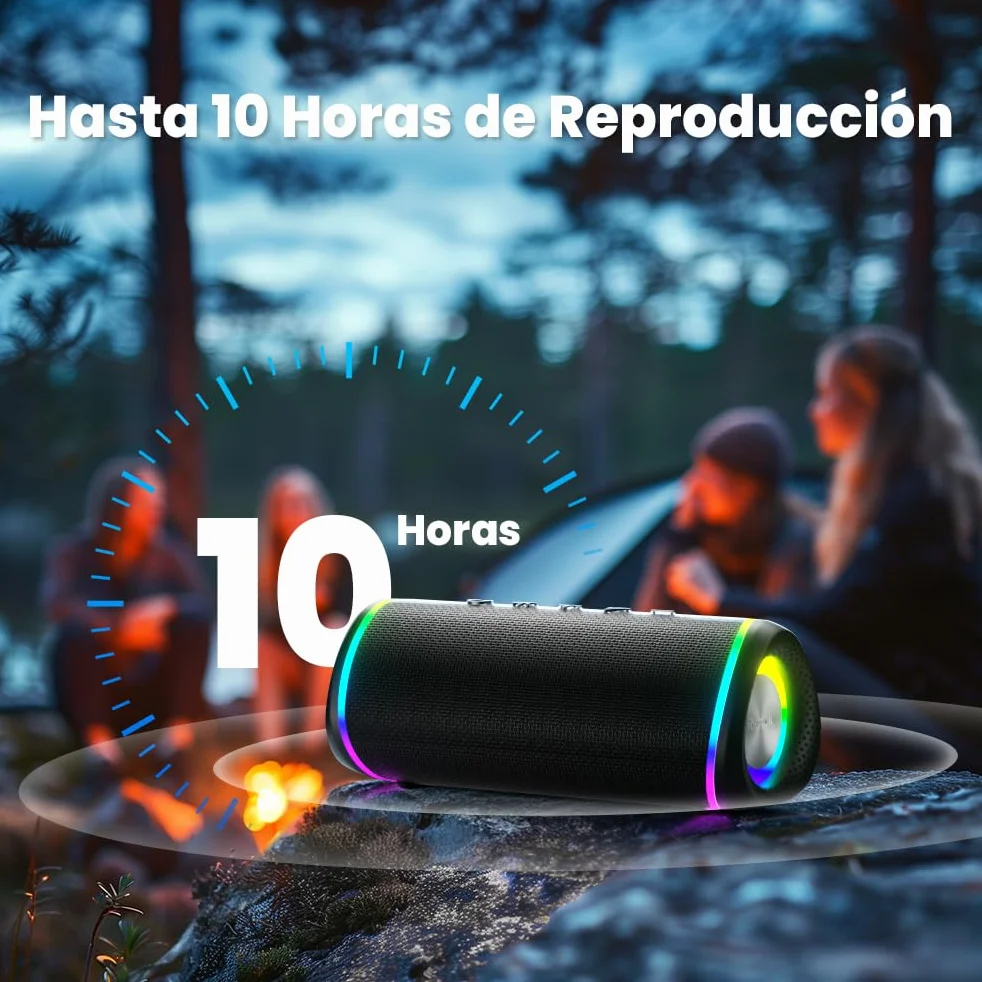 RIENOK S6 Altavoz Bluetooth Portátil 30W Bluetooth 5.3 Luces RGB Inalámbrica