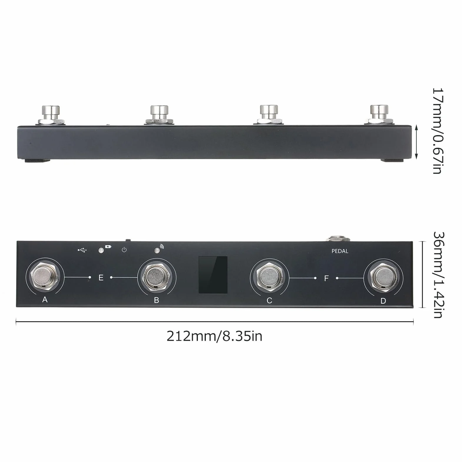 Pedal MIDI inalámbrico,Chocolate BT Controlador MIDI inalámbrico recargable 4 botones Controlador de pie MIDI portátil Control de la aplicación del pedal