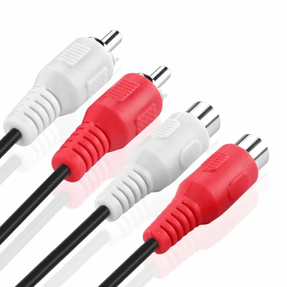 TECHZOCO Cable de audio 2x RCA macho a hembra, Cable alargador de audio, Cable Extensor rca, Cable audio RCA Estereo macho a hembra, Apto para subwoofer, amplificador, Altavoz, 2.5 Metros