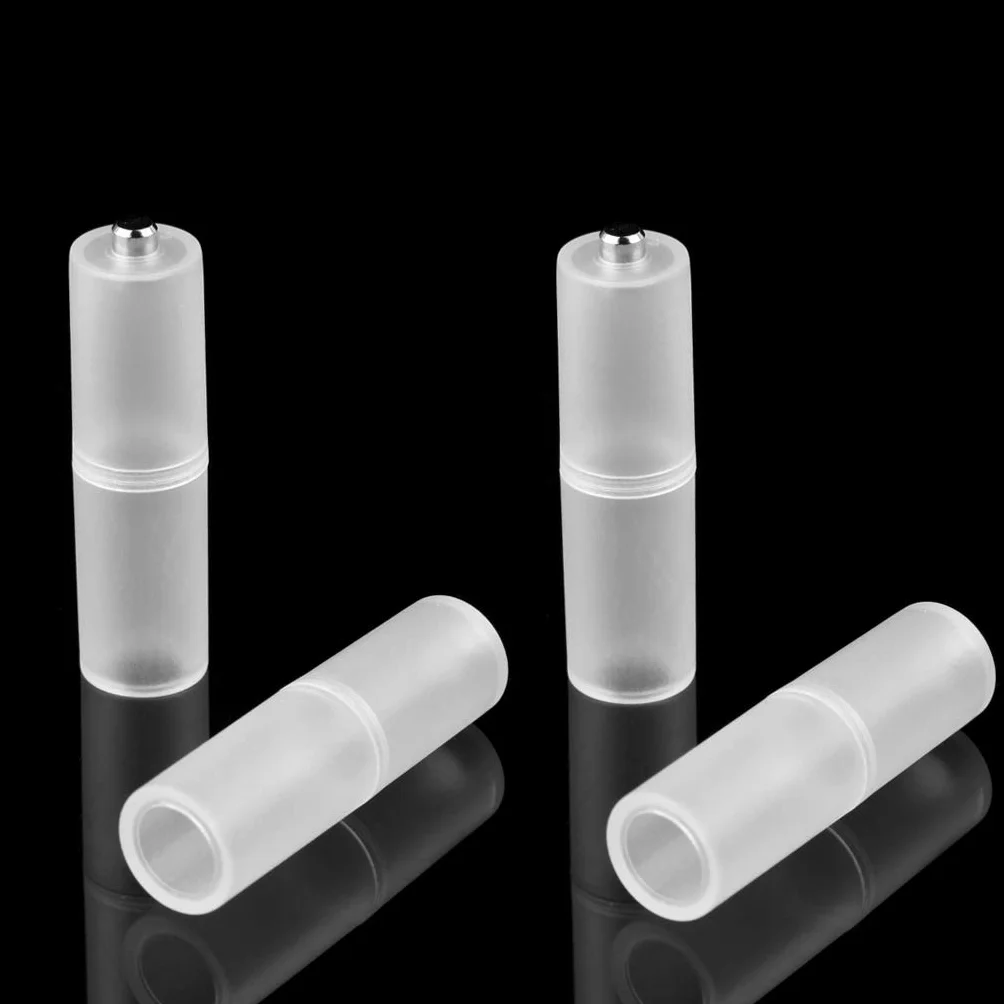 Puco 4 adaptadores de batería de tamaño AAA R03 a AA LR6 + caja de plástico