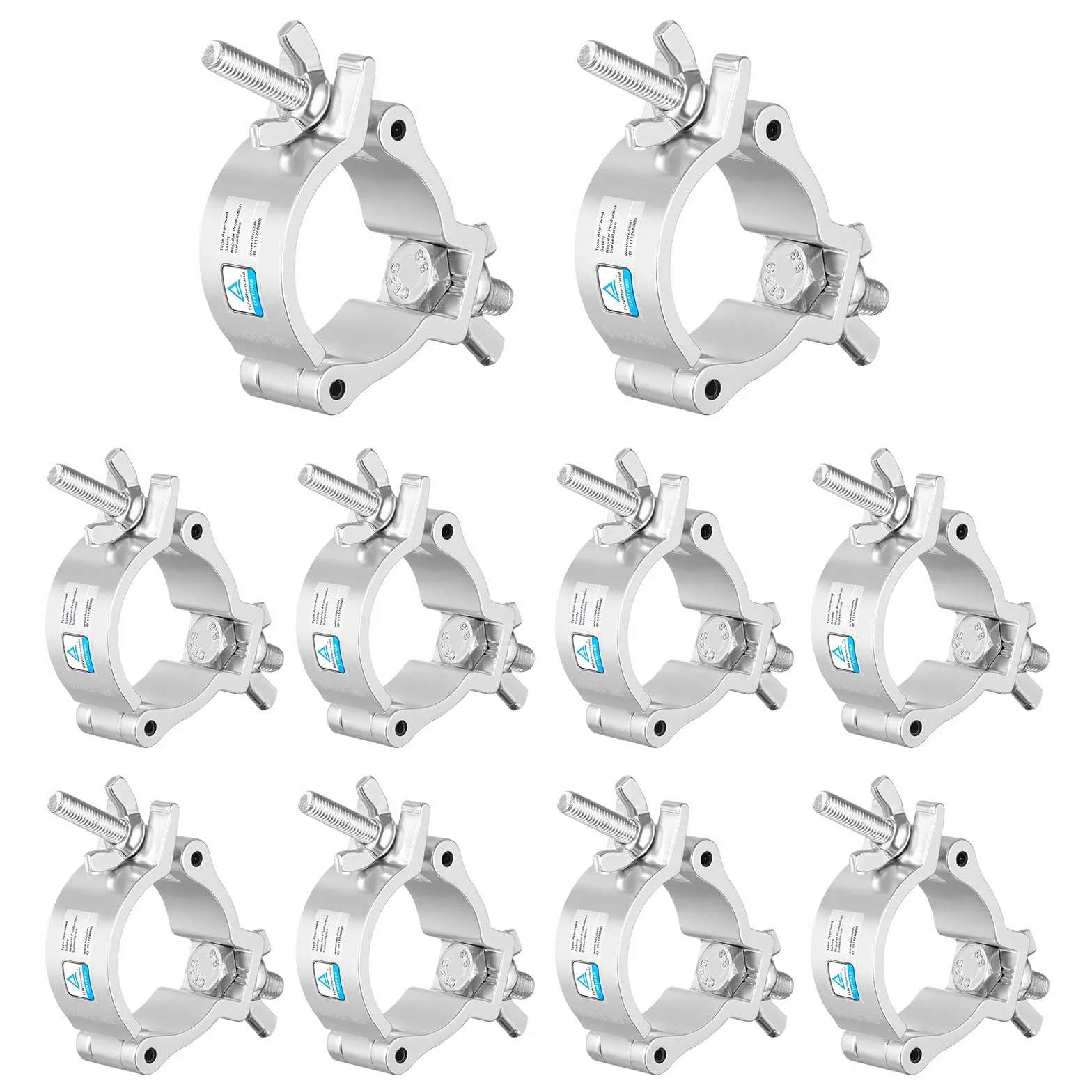 Truss Clamp Abrazadera para Luces de Escenarios, 10PCS Eyeshot Calidad 50mm Truss O Clamps Aluminio con Certificación TUV, 100kg 220lb abrazaderas de iluminación de alta resistencia para 48-52mm Tubo